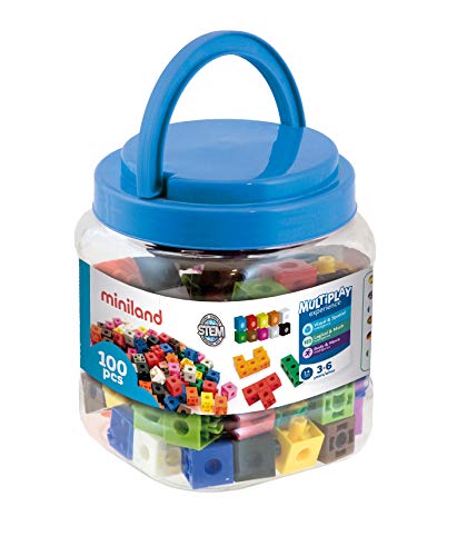 Miniland Bunte Steckwürfel 2 cm 100 Teile Steckspiel
