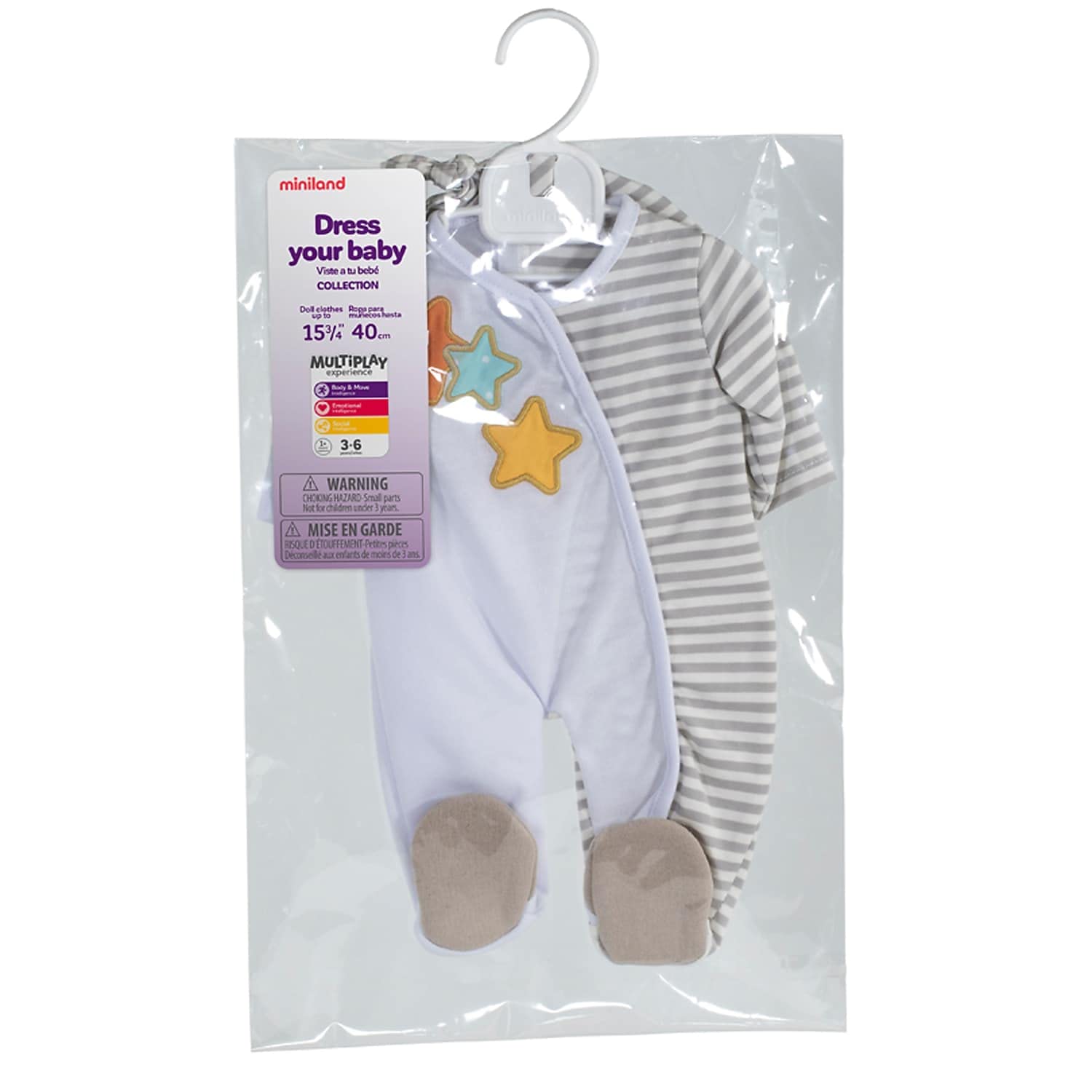 Miniland Pyjama 31220 Puppenkleidung 38-40cm beige