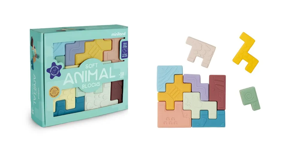 Miniland Soft Animal Blocks Steckpuzzle 10-tlg ab 18 M.