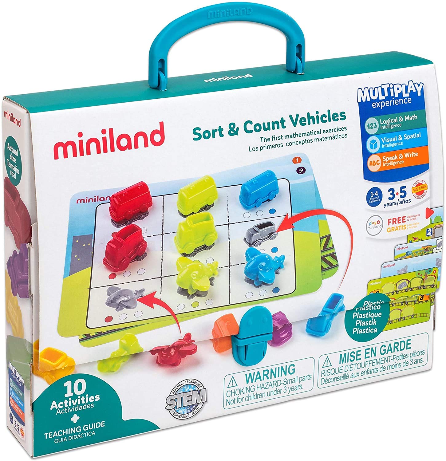 Miniland Math Sort & Count Vehicles Lernspiel 36 Fahrzeuge