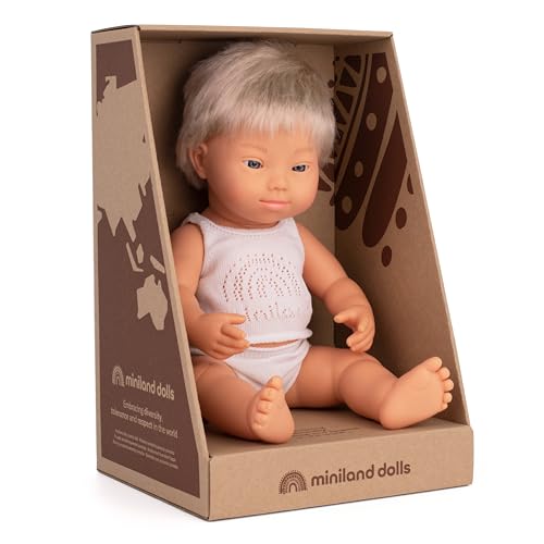 Miniland Dolls 31263 Babypuppe Junge blond 38 cm Down Syndrom
