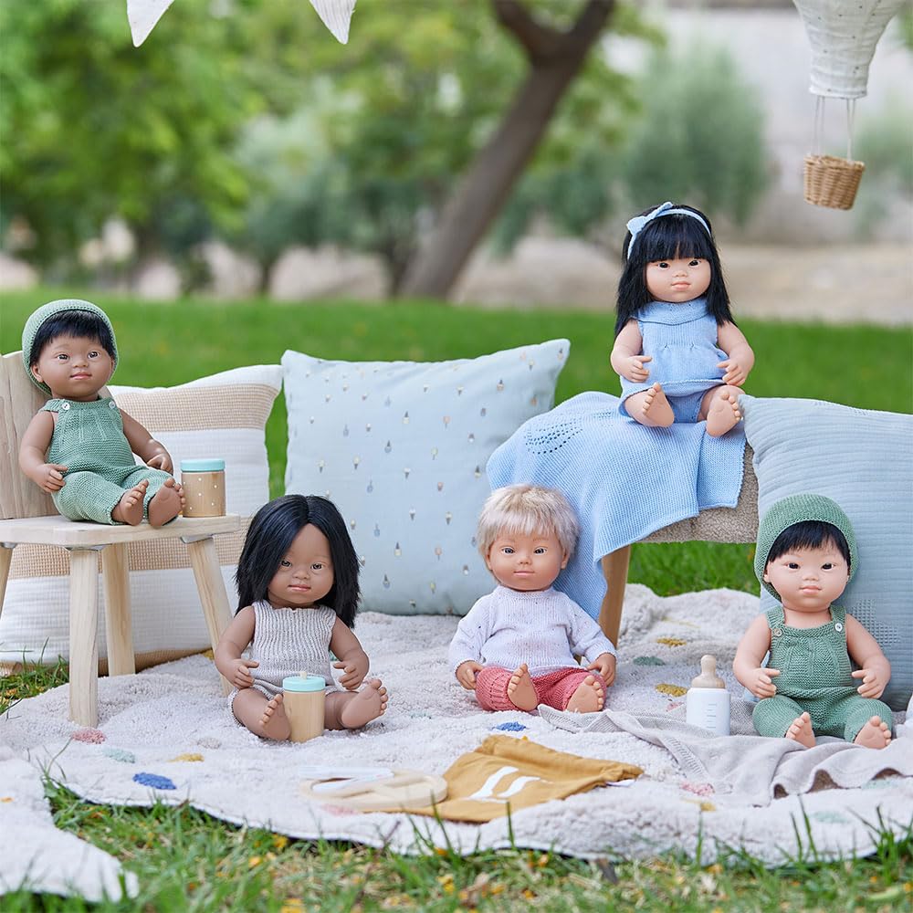 Miniland Dolls 31238 Babypuppe Mädchen 38 cm Down Syndrom Natur