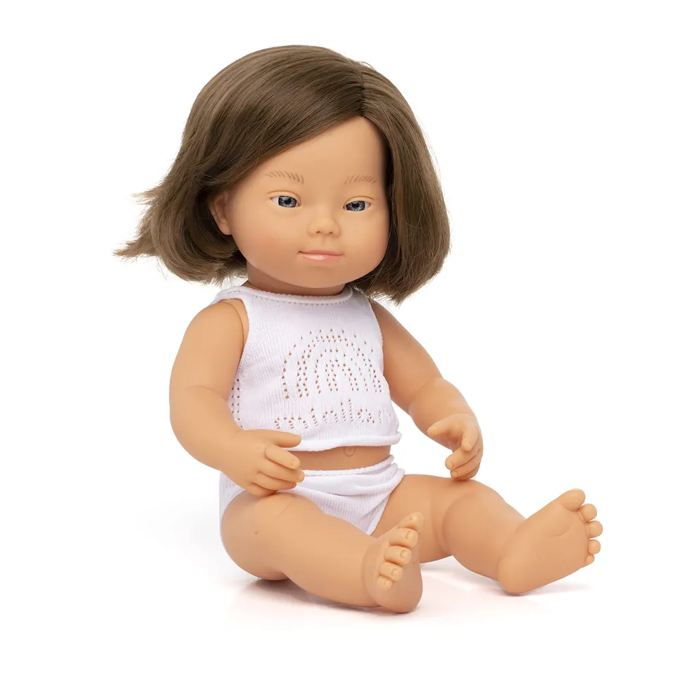 Miniland Babypuppe Mädchen 38cm Downsyndrom 31174 Vinyl