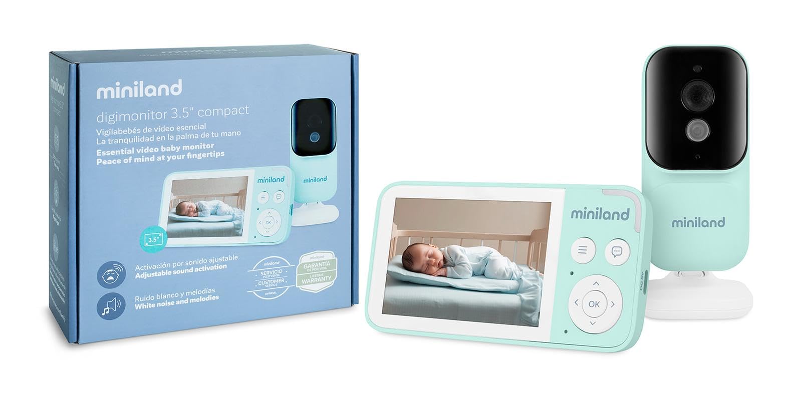 Miniland Digimonitor Compact 3,5 Zoll Babyphone Zoom
