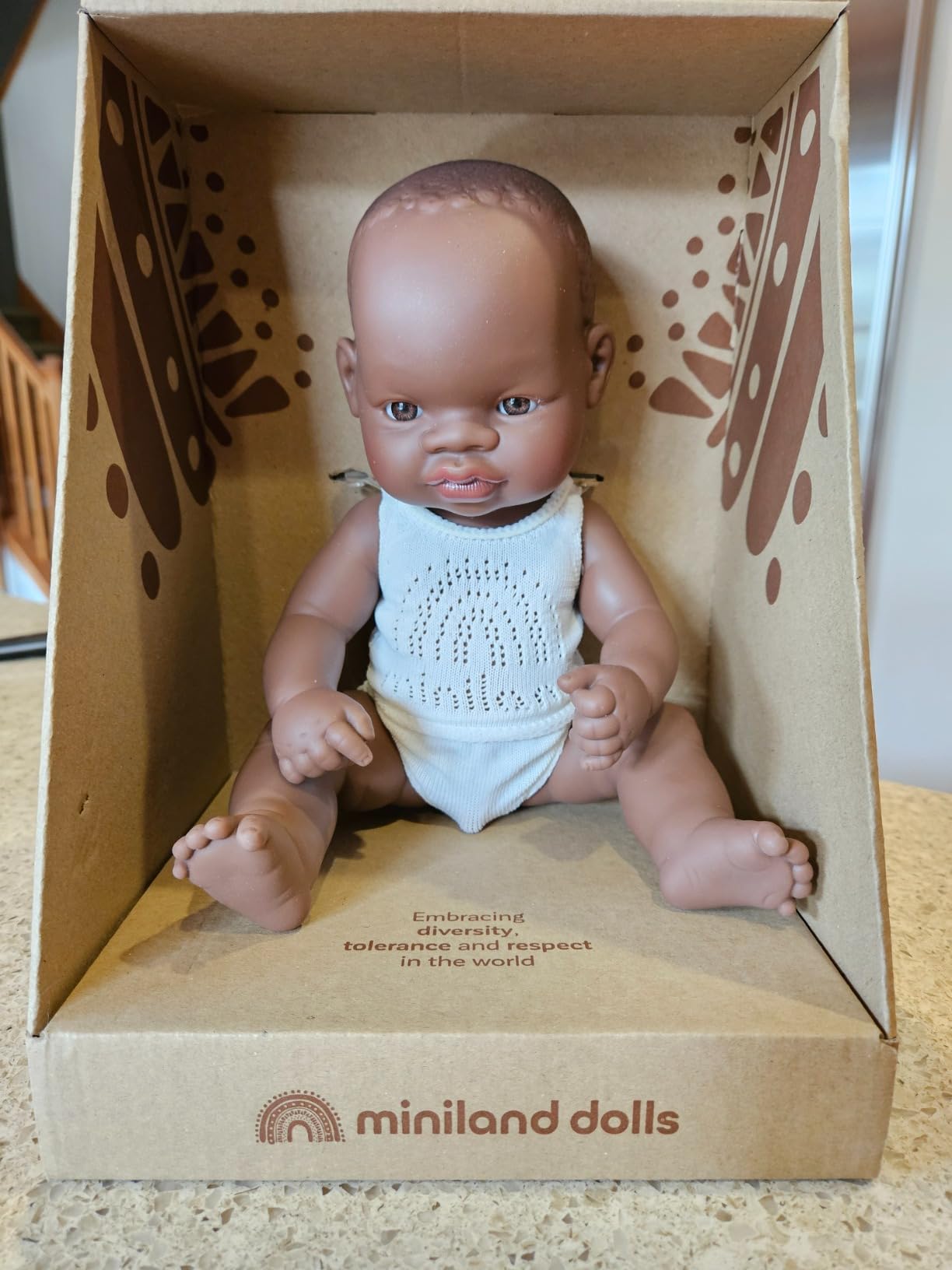 Miniland Dolls 31353 Babypuppe Junge 32 cm afrikanisch