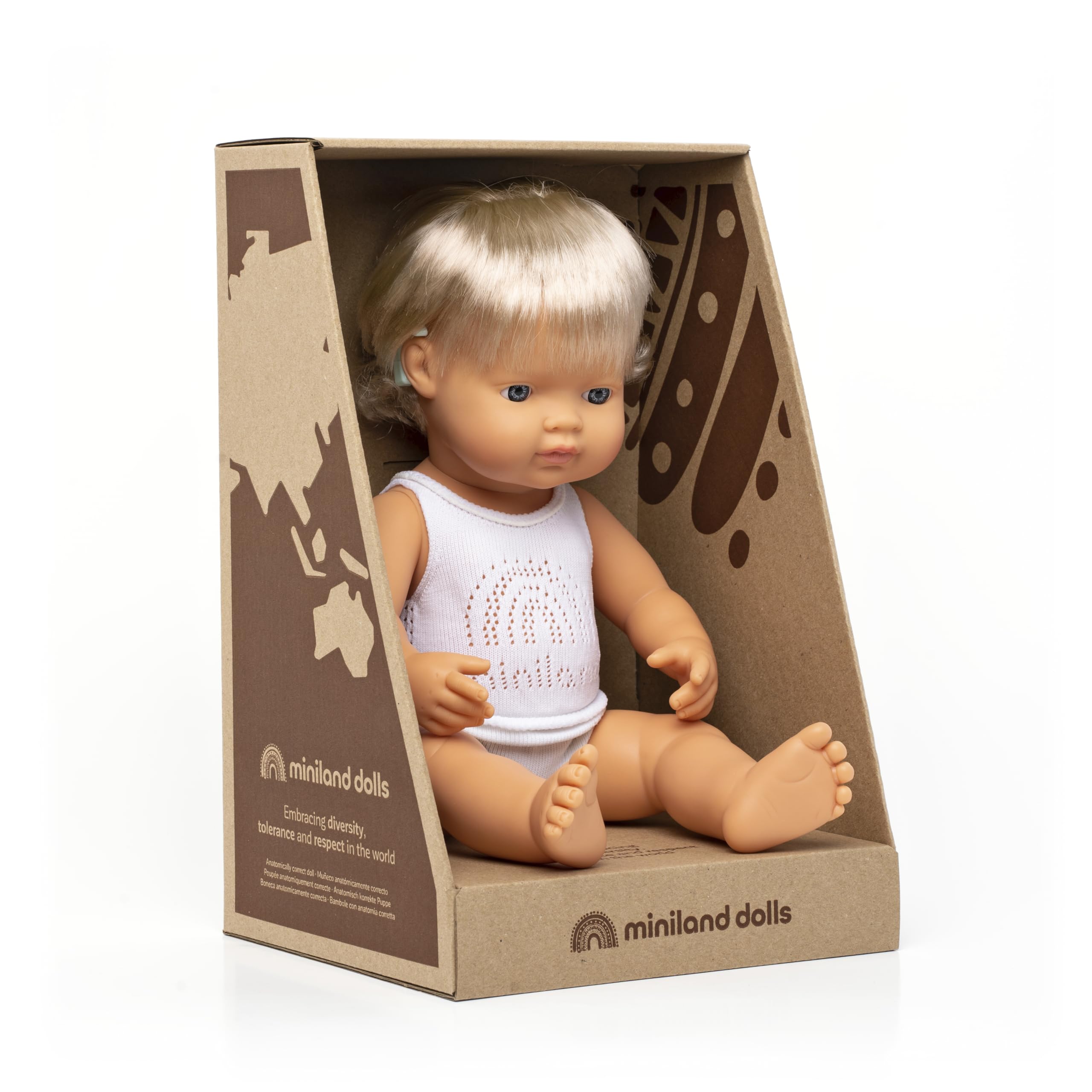 Miniland Dolls 31115 Babypuppe 38cm mit Hörgerät