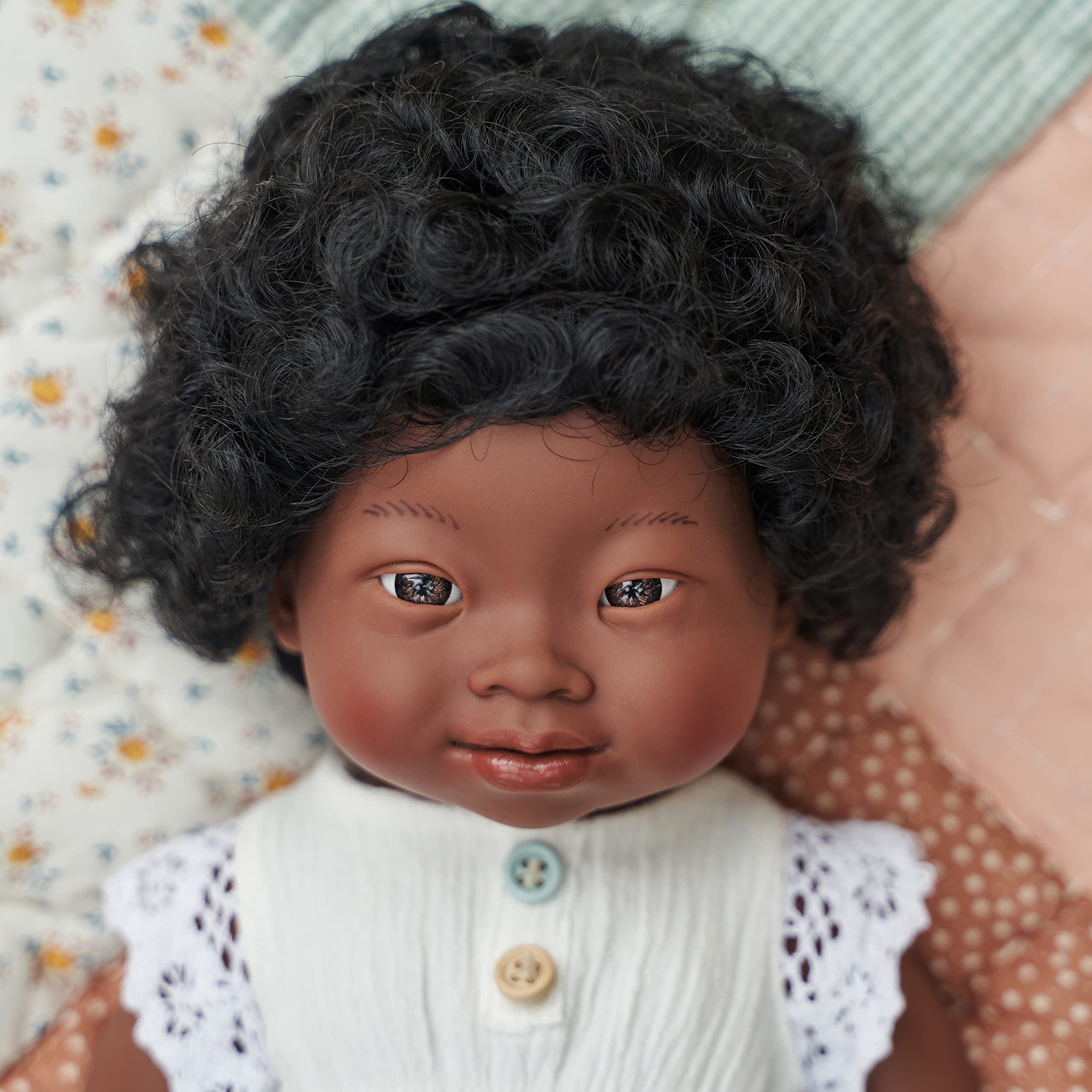 Miniland Dolls 31171 Babypuppe 38cm afrikanisch Down