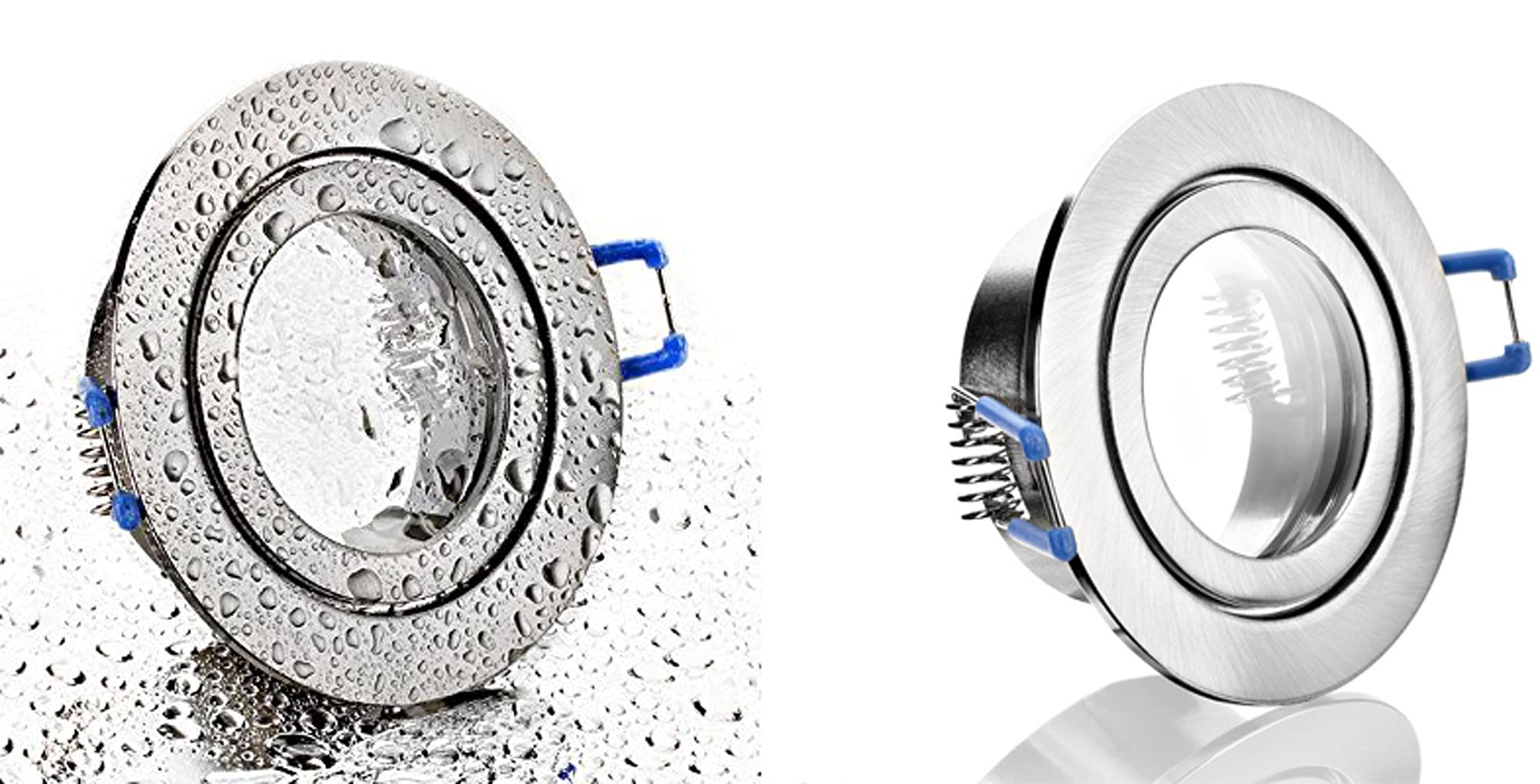 feinlux LED Einbaustrahler Bad 230V IP44 silber rund Einbaurahmen