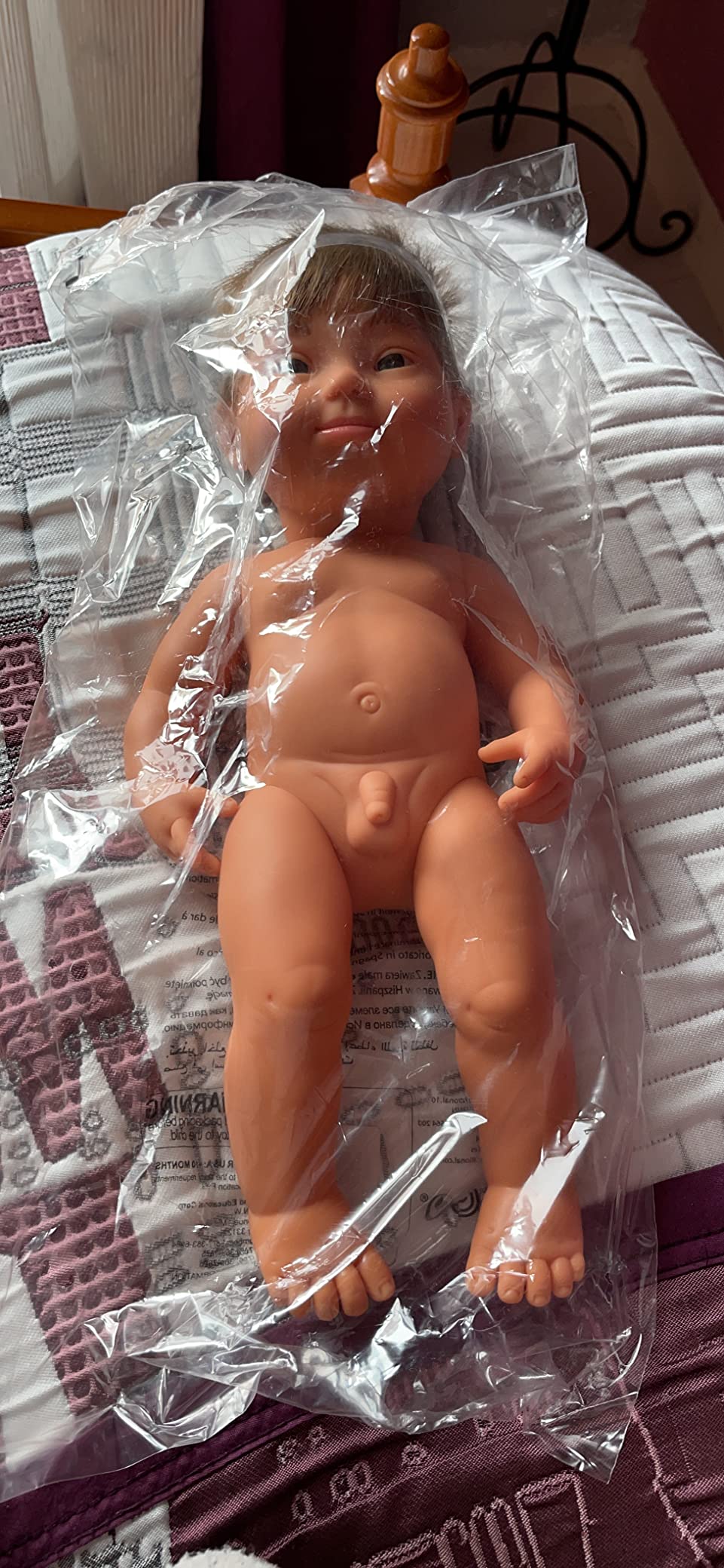 Miniland 31068 Babypuppe Junge 38 cm Down Syndrom Vanille