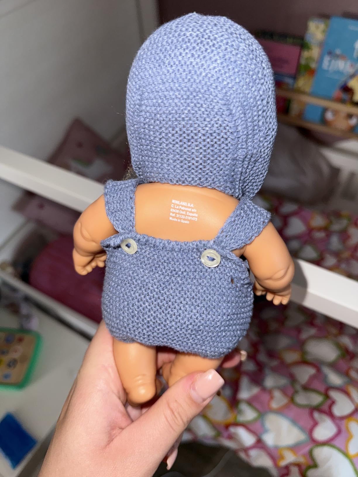Miniland Dolls Strickset Strampler Mütze blau 21 cm