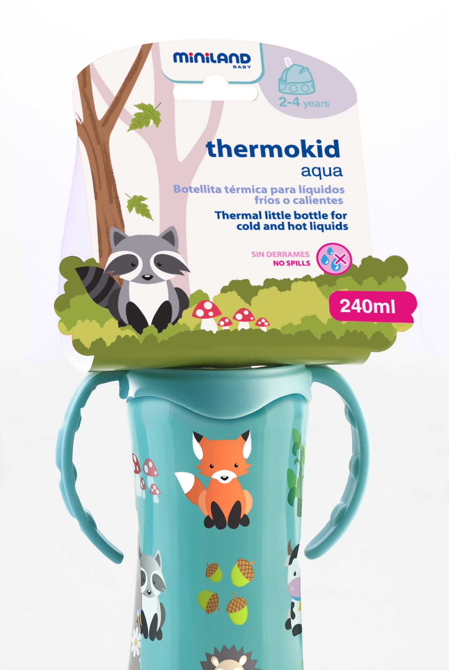 Miniland Nutrition Thermokid Aqua Trinkflasche Silber Edelstahl