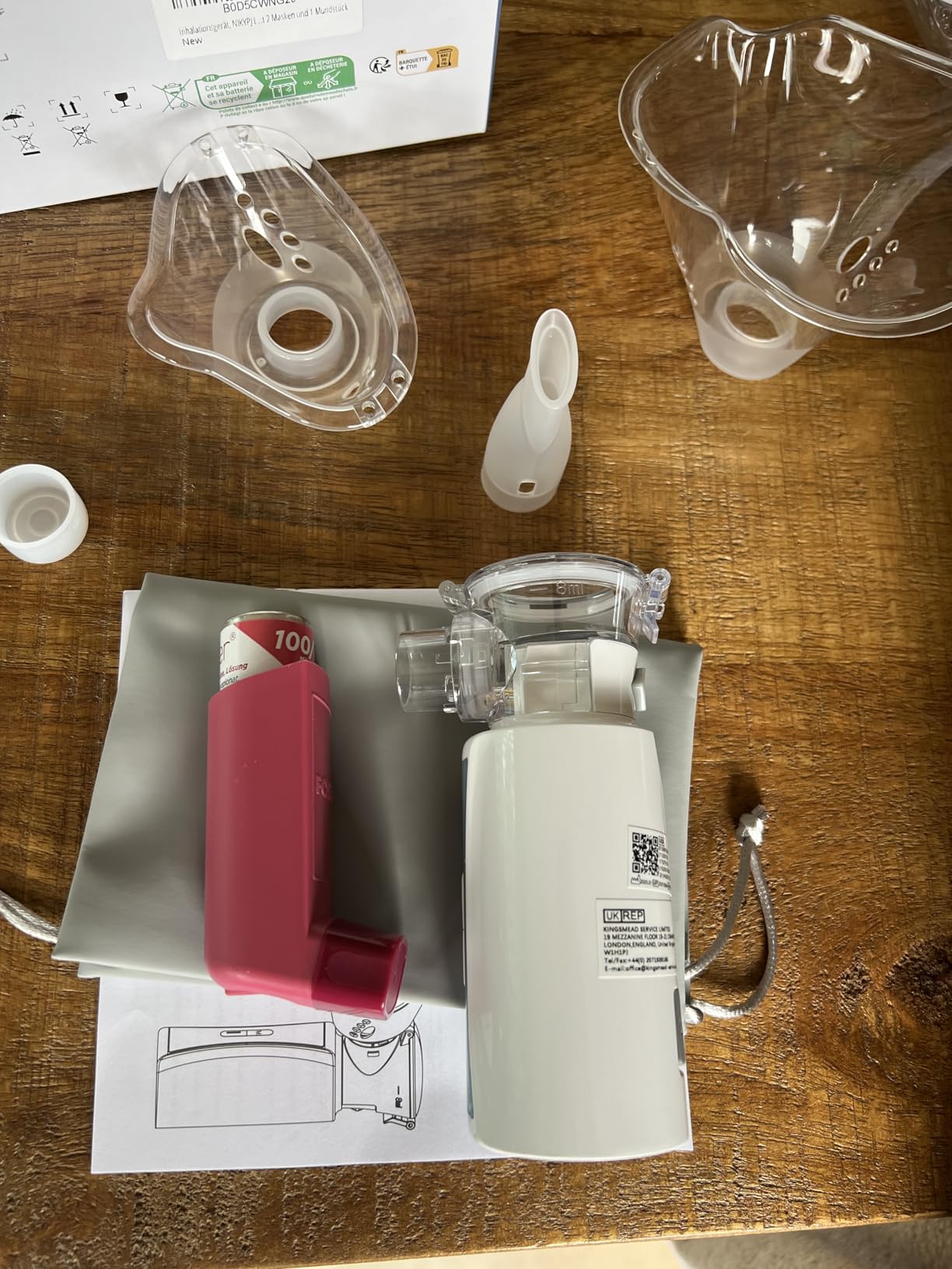 NIKYPJ Inhaler Inhalator USB blau-weiß Mesh-Vernebler 1-5 µm