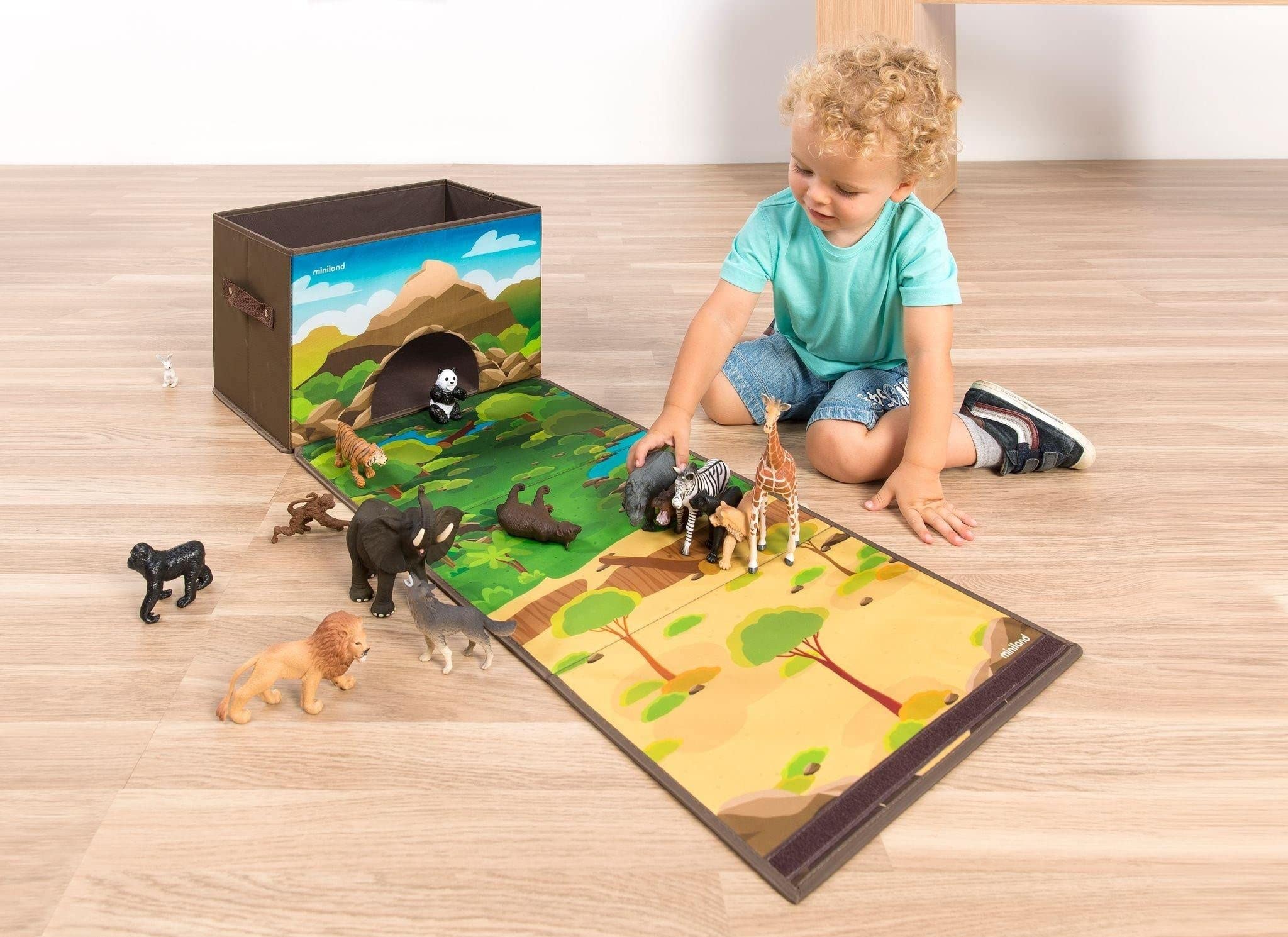 Miniland Forest Jungle Box Aufbewahrungsbox Spielteppich 100cm