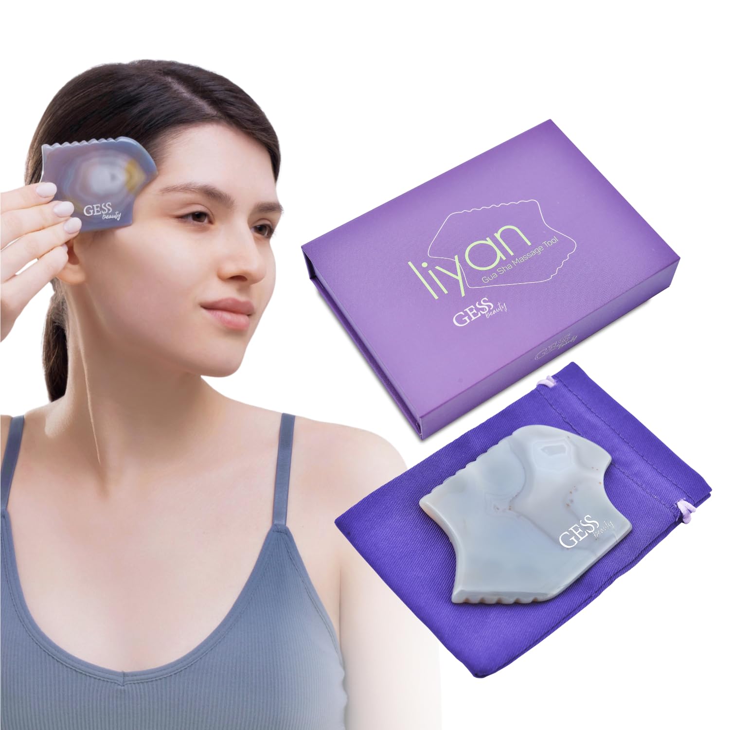 GESS Gua Sha Stein Achat Gesichtsmassage Face Yoga