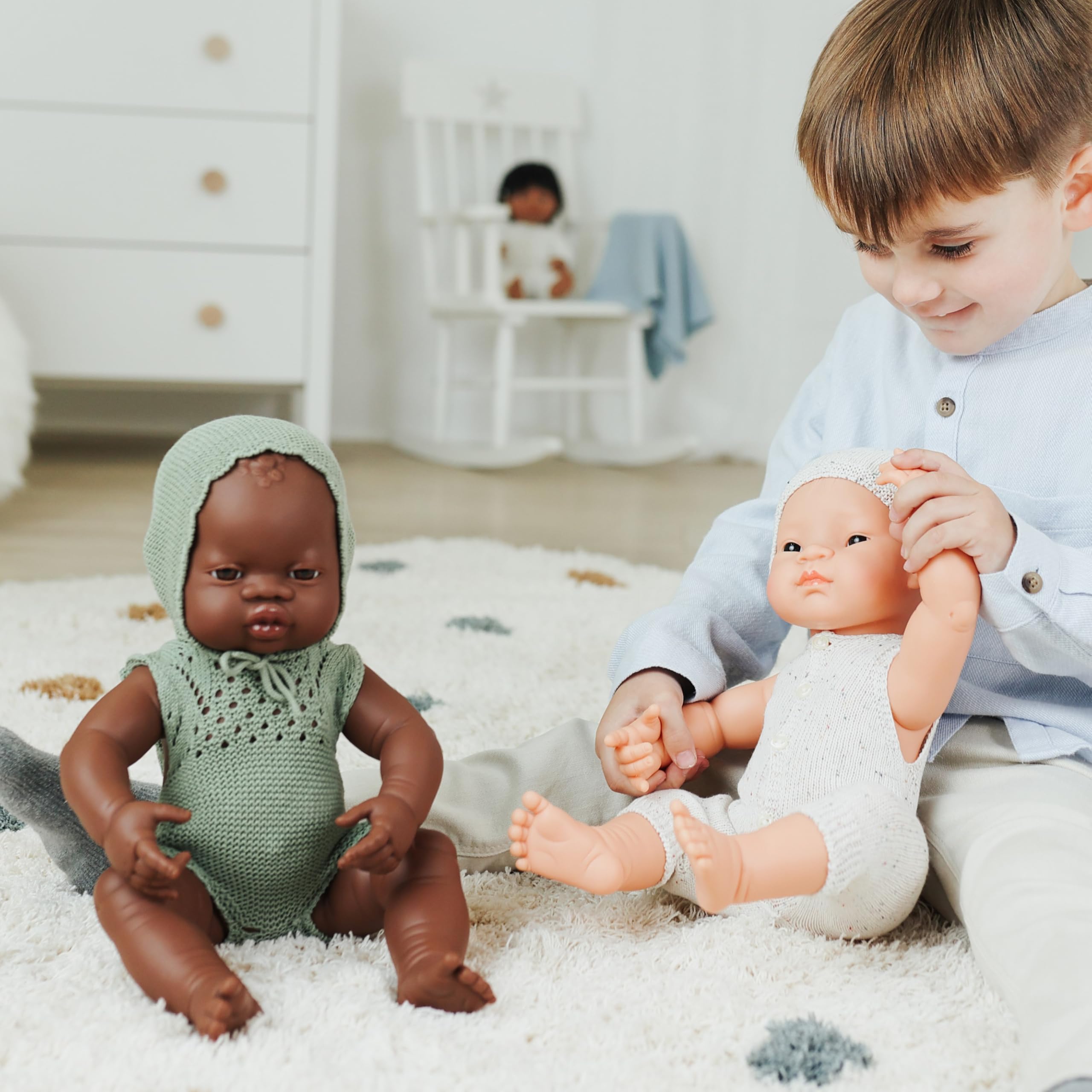 Miniland Strick-Set Puppenkleidung 40 cm beige eco