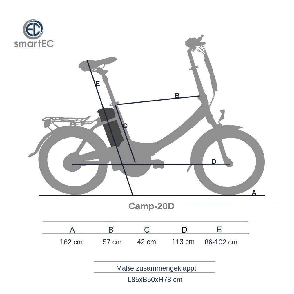 smartEC Camp-20D E-Klapprad 20 Zoll 250W Schwarz 100 km