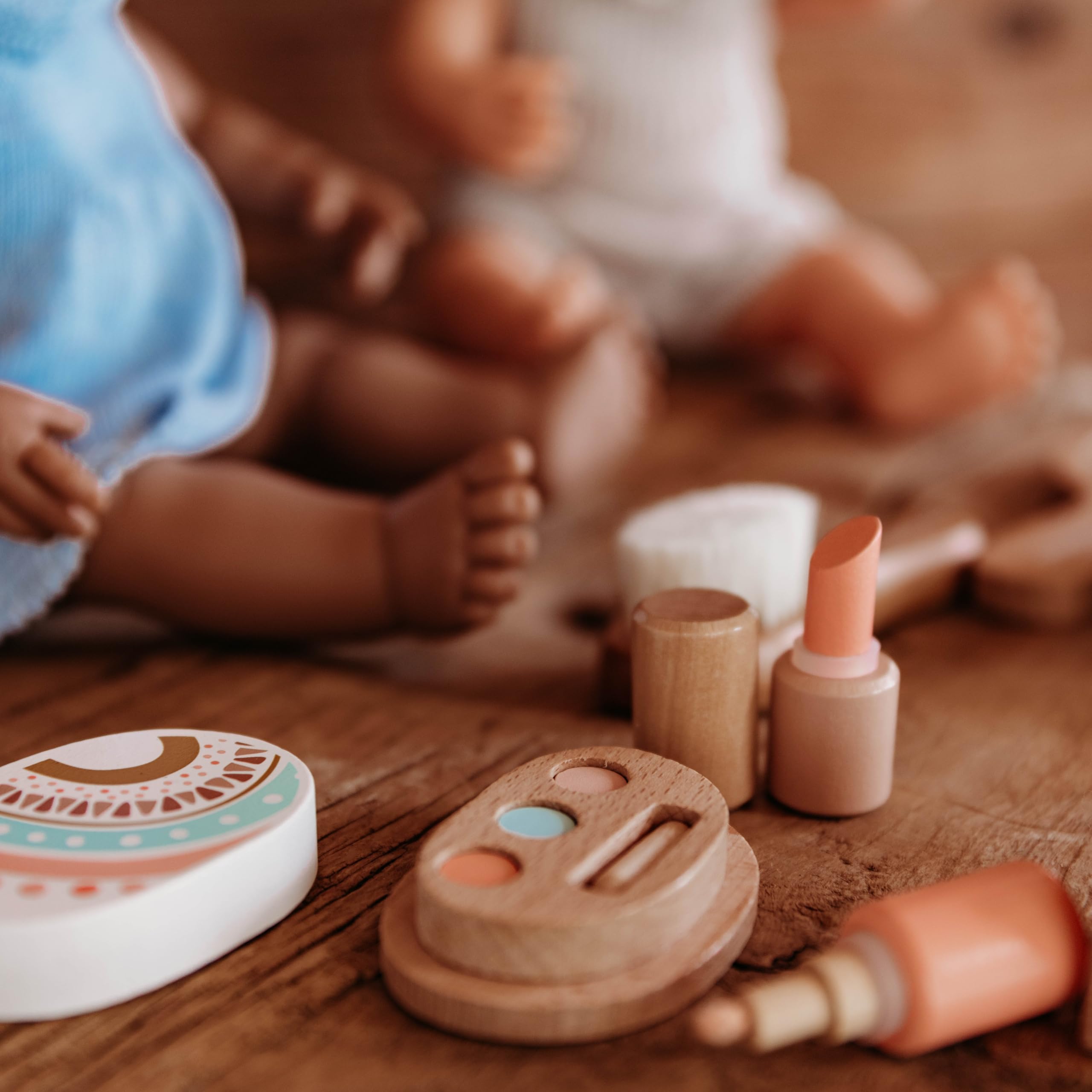 Miniland Dolls Schönheitsset Holz Puppenzubehör Koffer 7-teilig