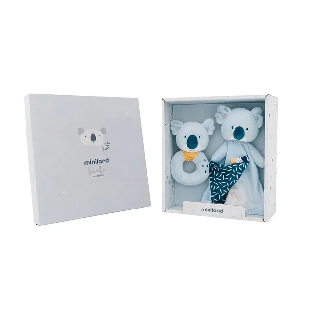 Miniland Infant Koala Babygeschenk Set Rassel Doudou Box