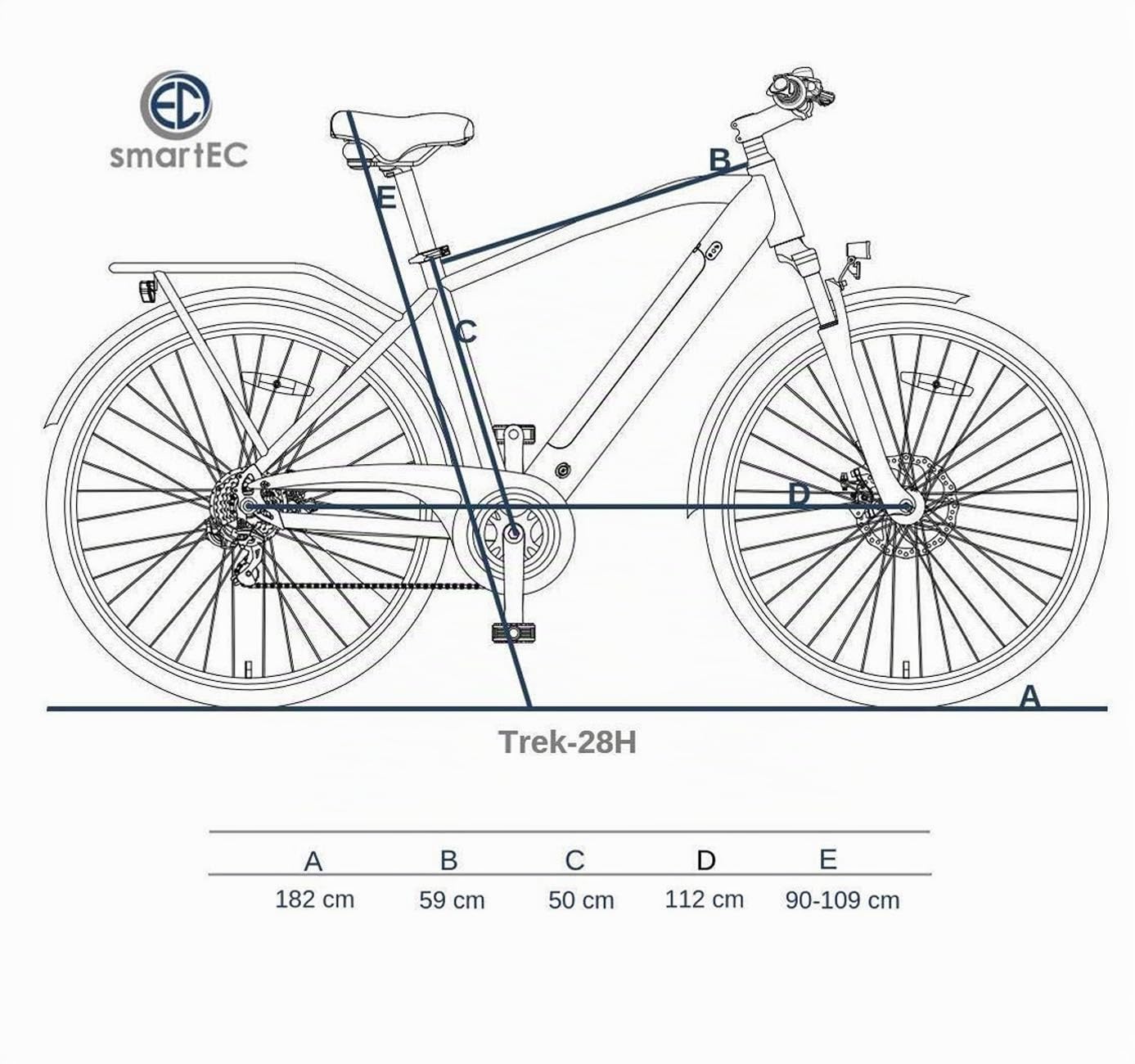 smartEC Trek-28H E-Bike 28 Zoll Herren 250W 13Ah