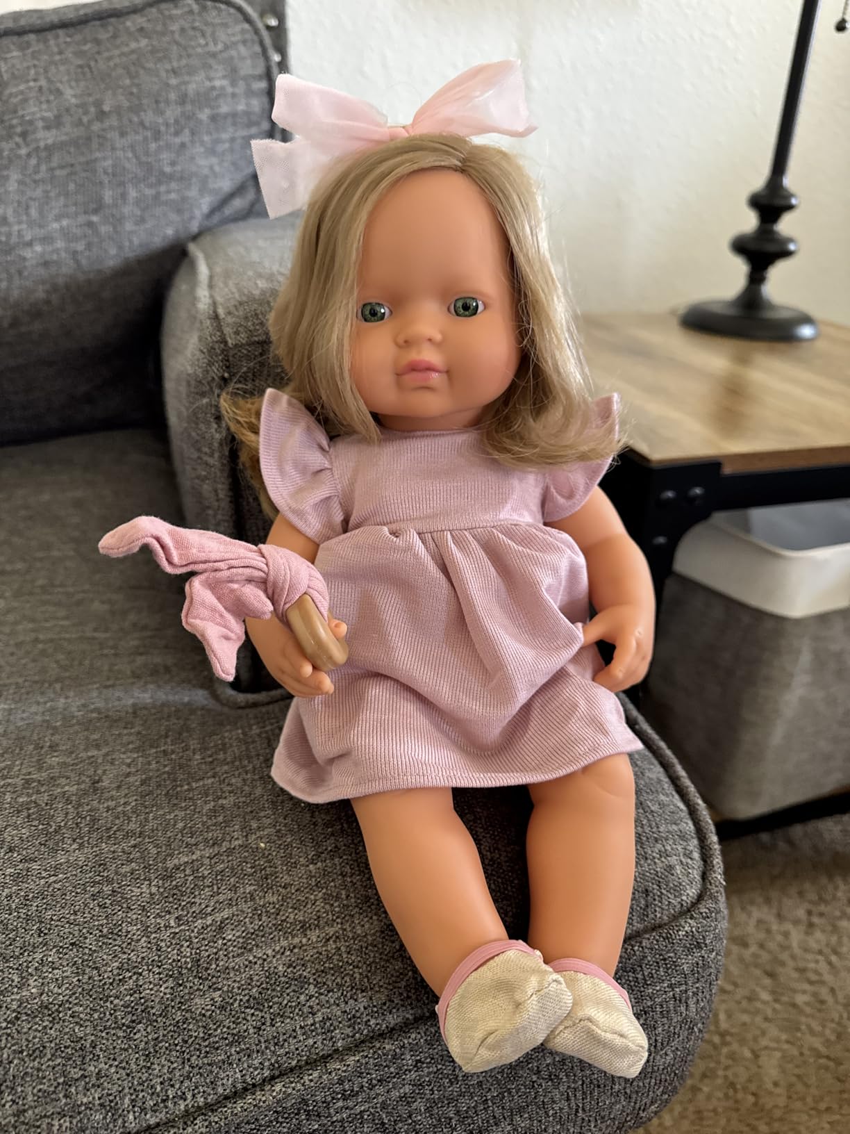 Miniland Dolls Babypuppe Mädchen 38cm dunkelblond ohne Kleidung