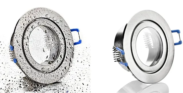 feinlux LED Einbaustrahler Bad 230V IP44 silber rund Einbaurahmen