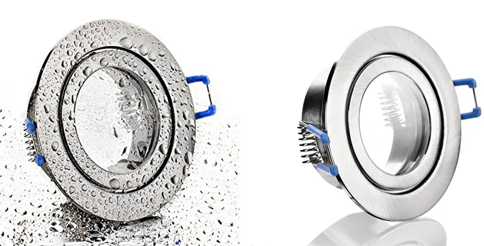 feinlux LED Einbaustrahler Bad 230V IP44 silber rund Einbaurahmen