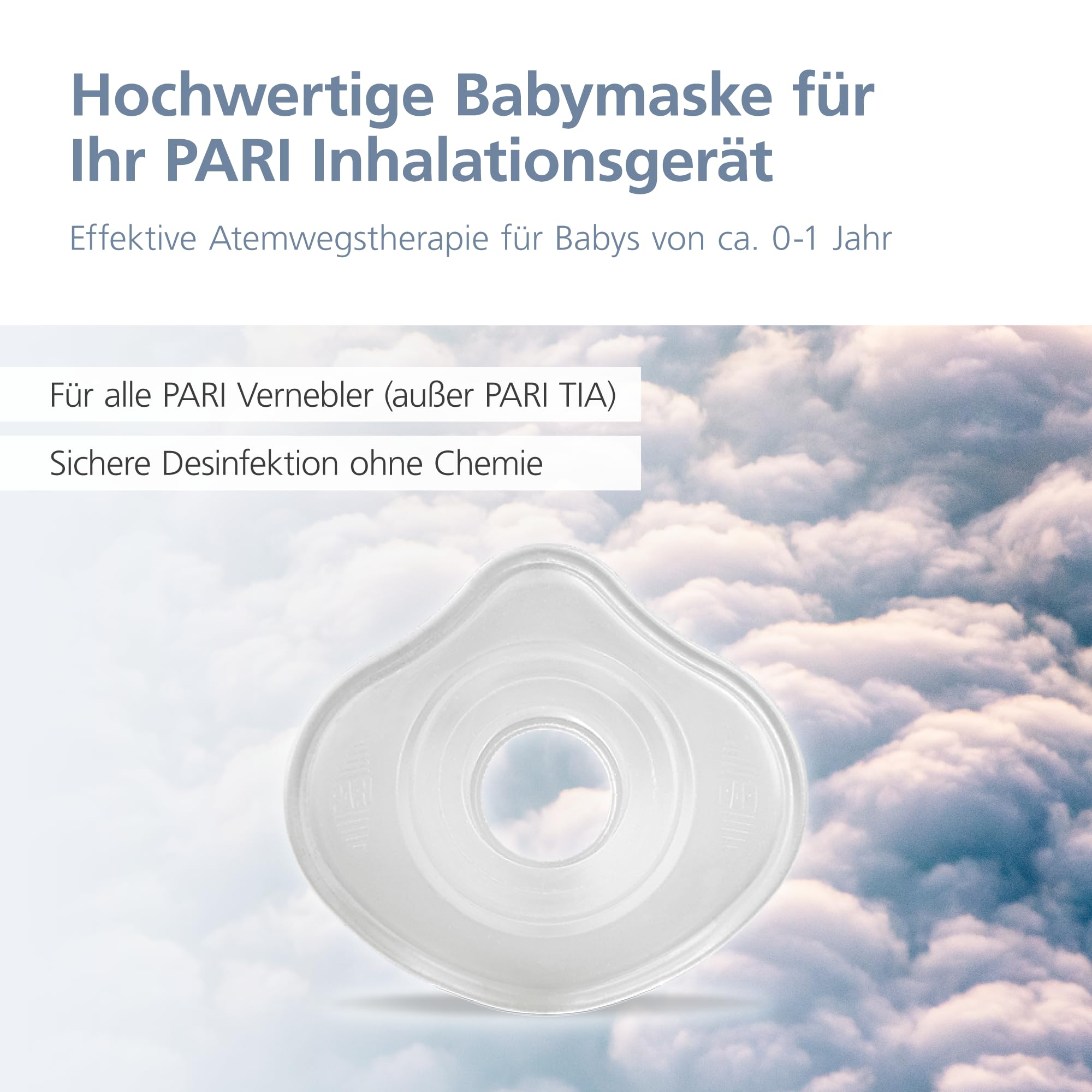 PARI BABY Maske Größe 2 Inhalationsmaske mit Winkel 1-3 J