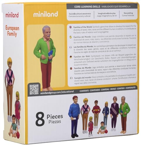 Miniland Europäische Familie Spielfiguren 8er Set 14 cm