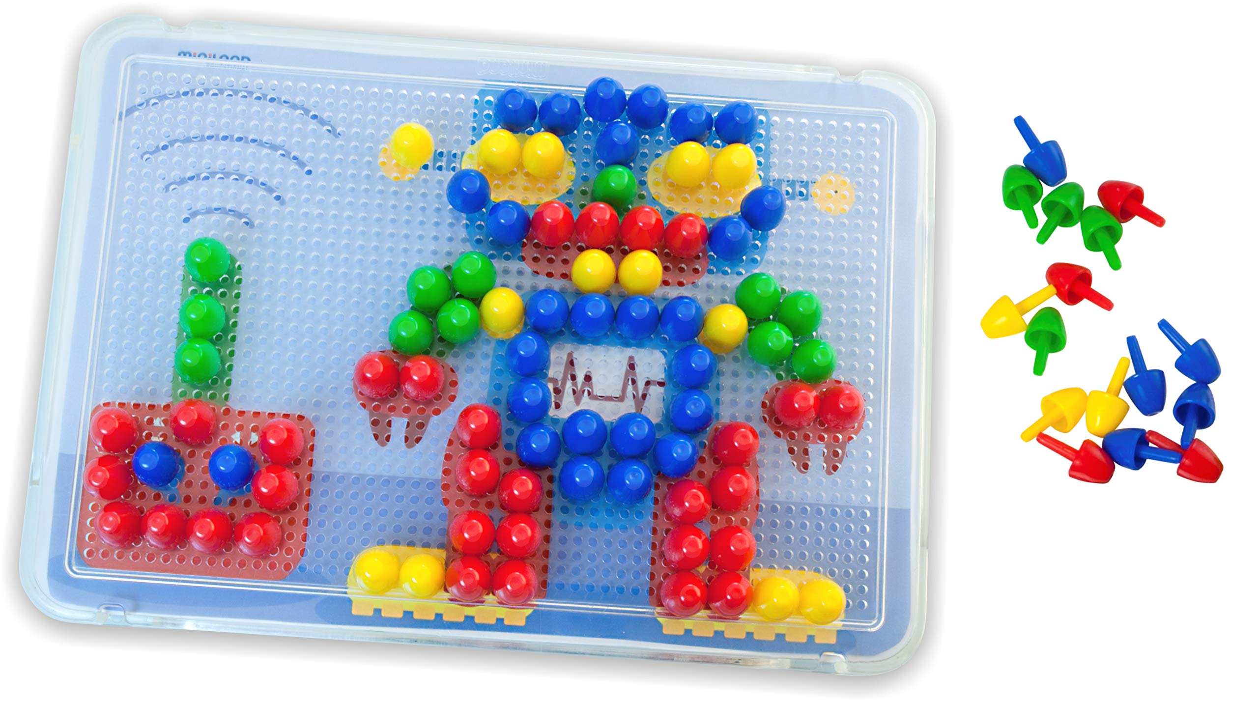 Miniland Pegs 15 mm Mosaik Steckspiel 160 Teile Bunt