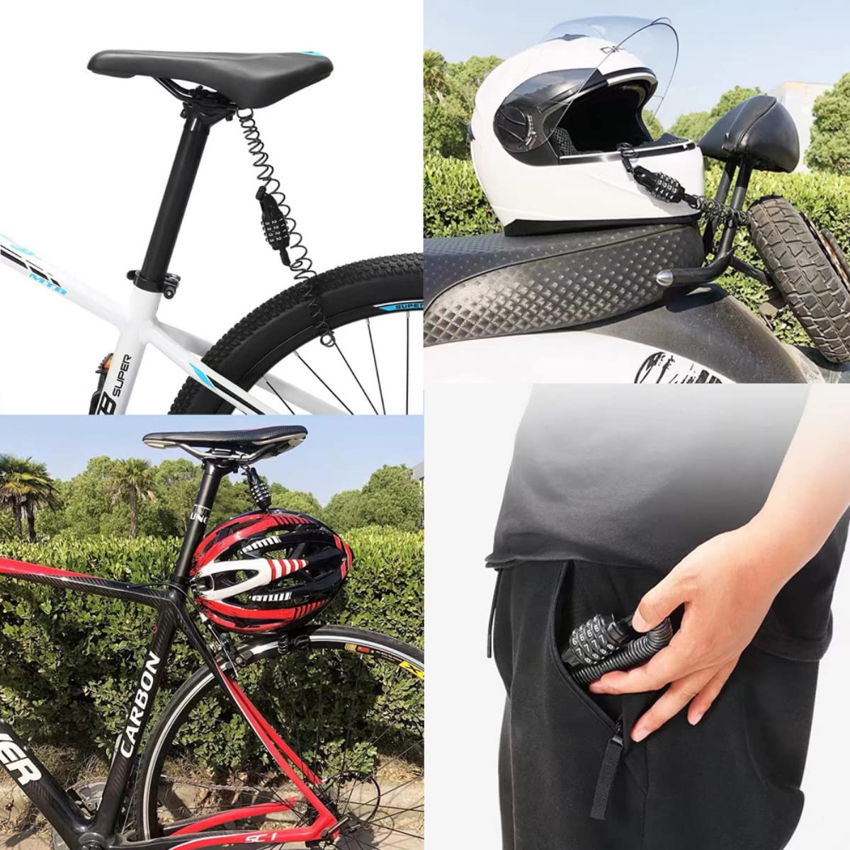smartEC Fahrradschlösser Kabelschloss Zahlenschloss 180 cm