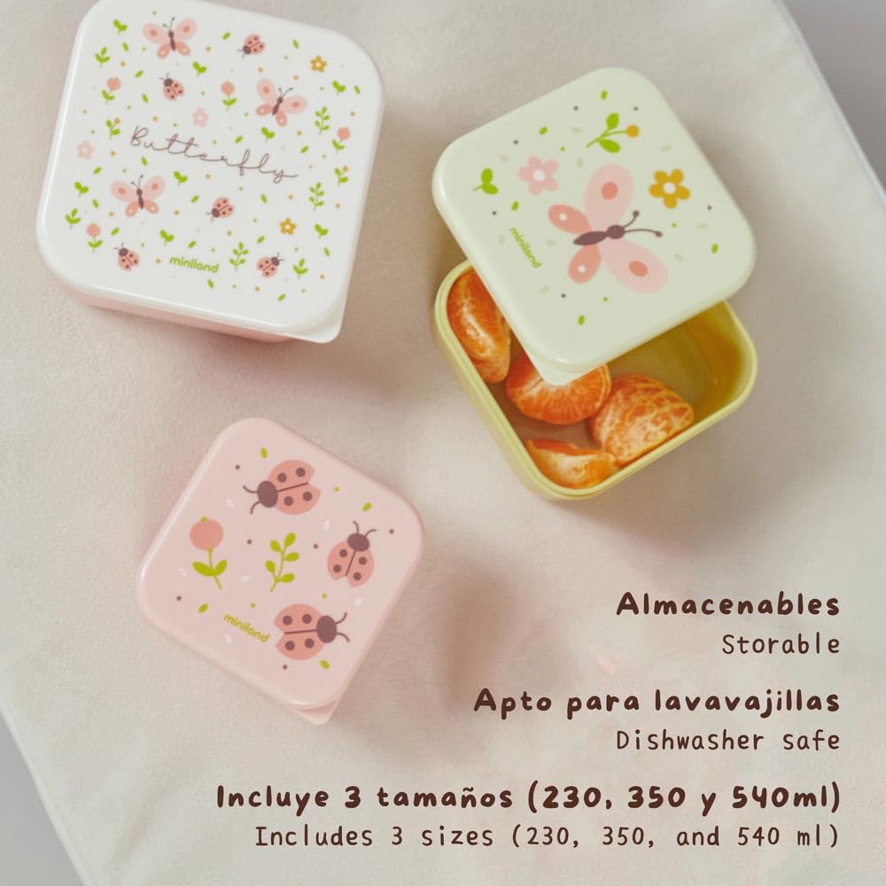 Miniland Snackbox-3 Butterfly Brotdose 3er 230/350/540 ml