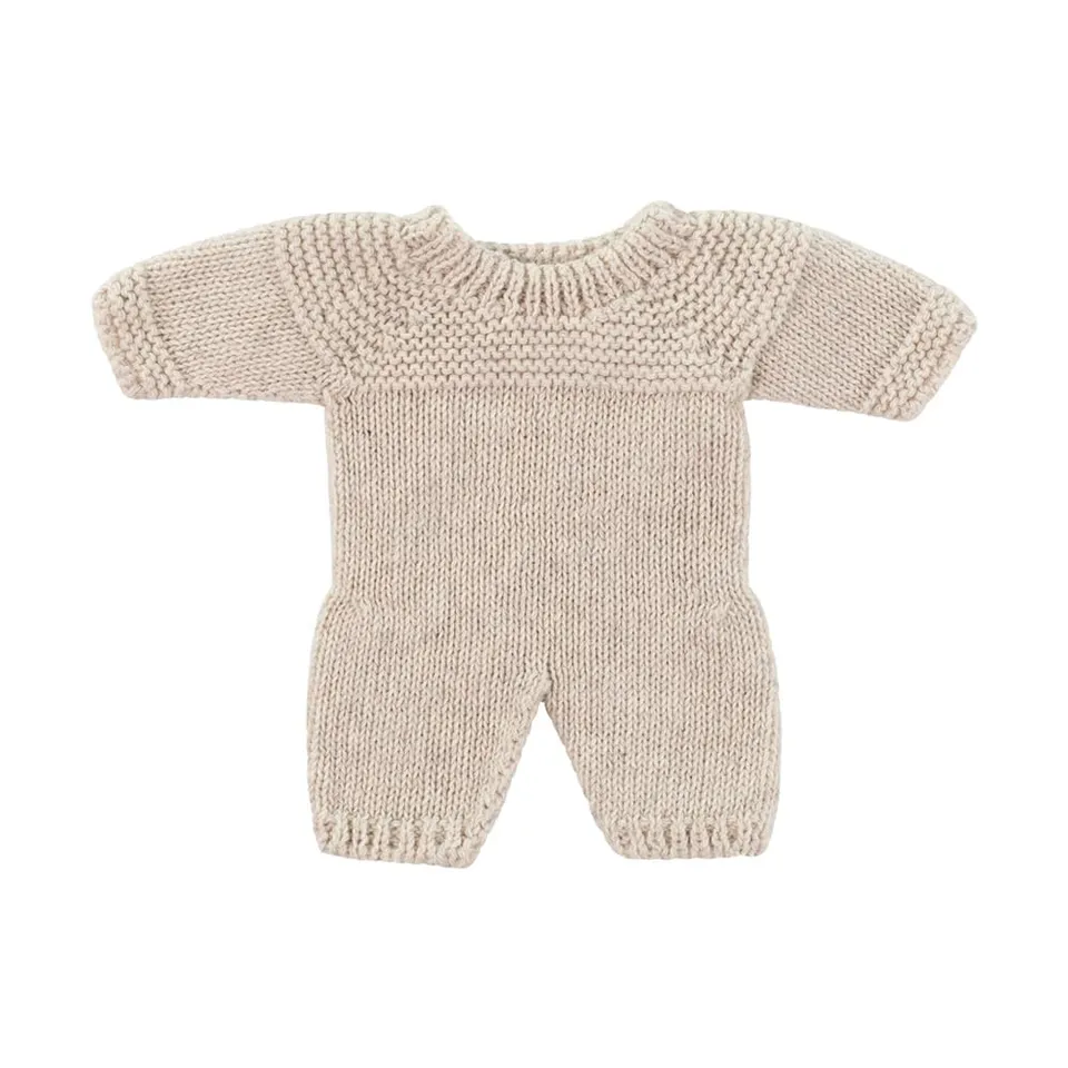 Miniland Dolls Strickpyjama beige für 21 cm Puppen Recycling