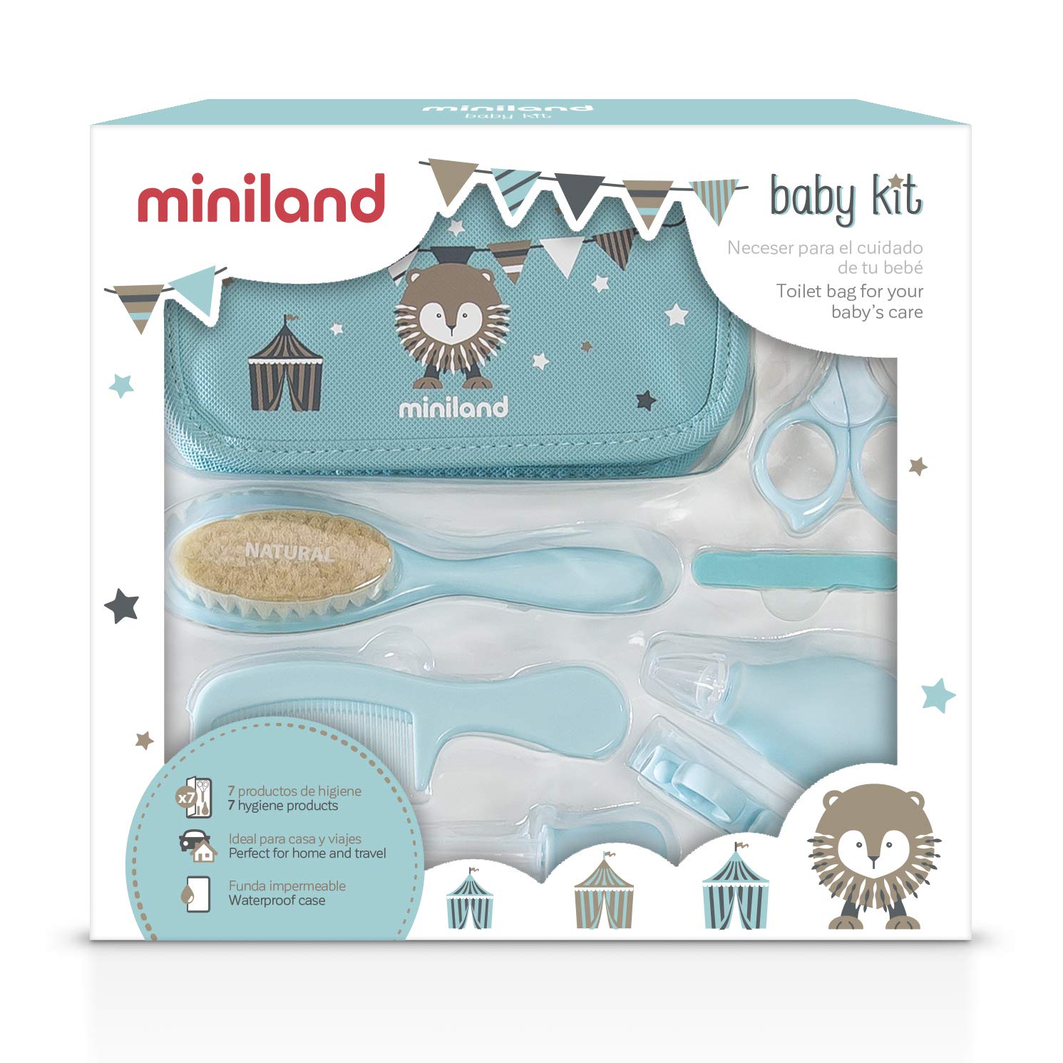 Miniland Baby Care Kit Pflegeset Blau 7-teilig Unterwegs