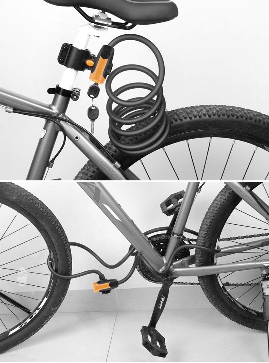 smartEC Fahrradschloss Spulenschloss 150 cm schwarz Schlüssel
