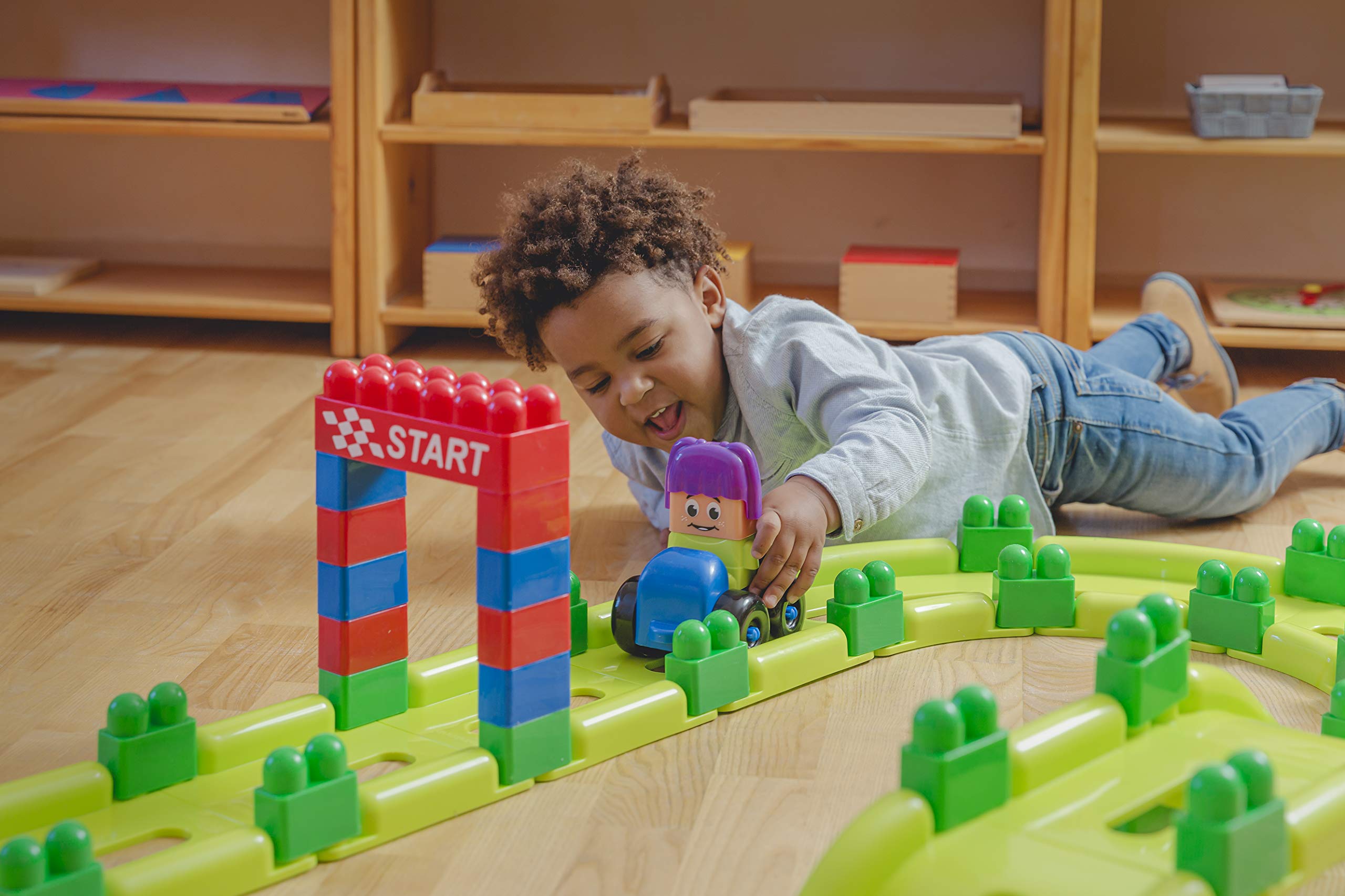 Miniland Super Blocks Racing 32345 Bauklötze 70 Teile Fahrbahn