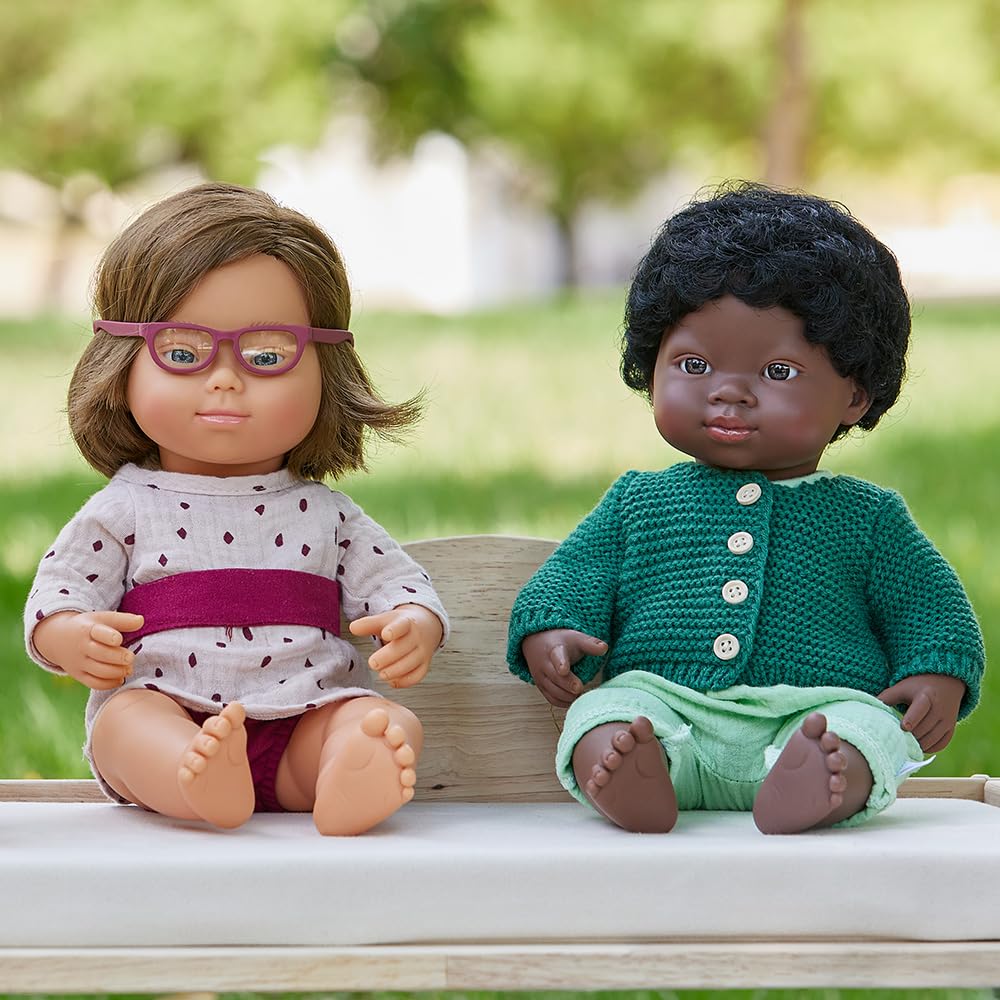 Miniland Dolls 31111 Babypuppe 38cm Down mit Brille