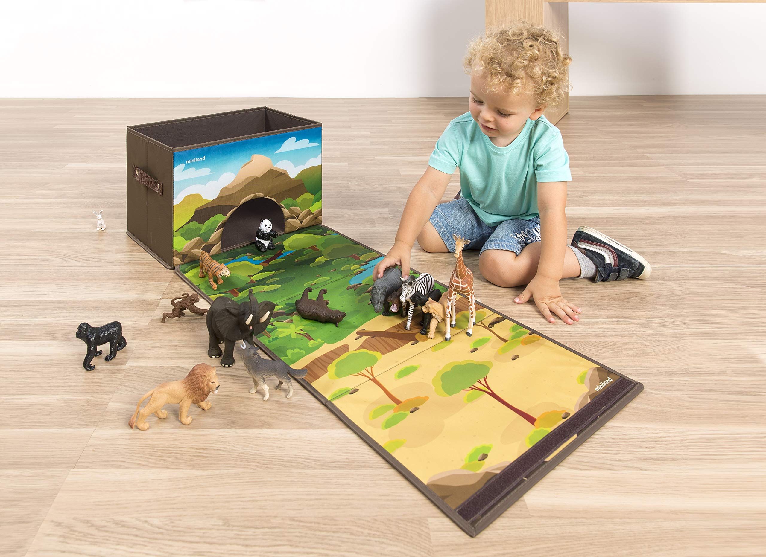 Miniland Forest Jungle Box Aufbewahrungsbox Spielteppich 100cm