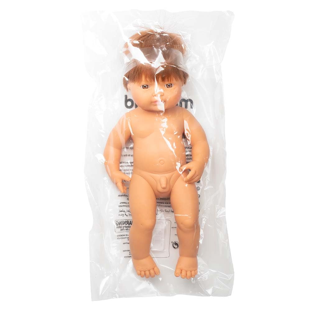 Miniland 31049 Babypuppe Junge 38 cm rothaarig
