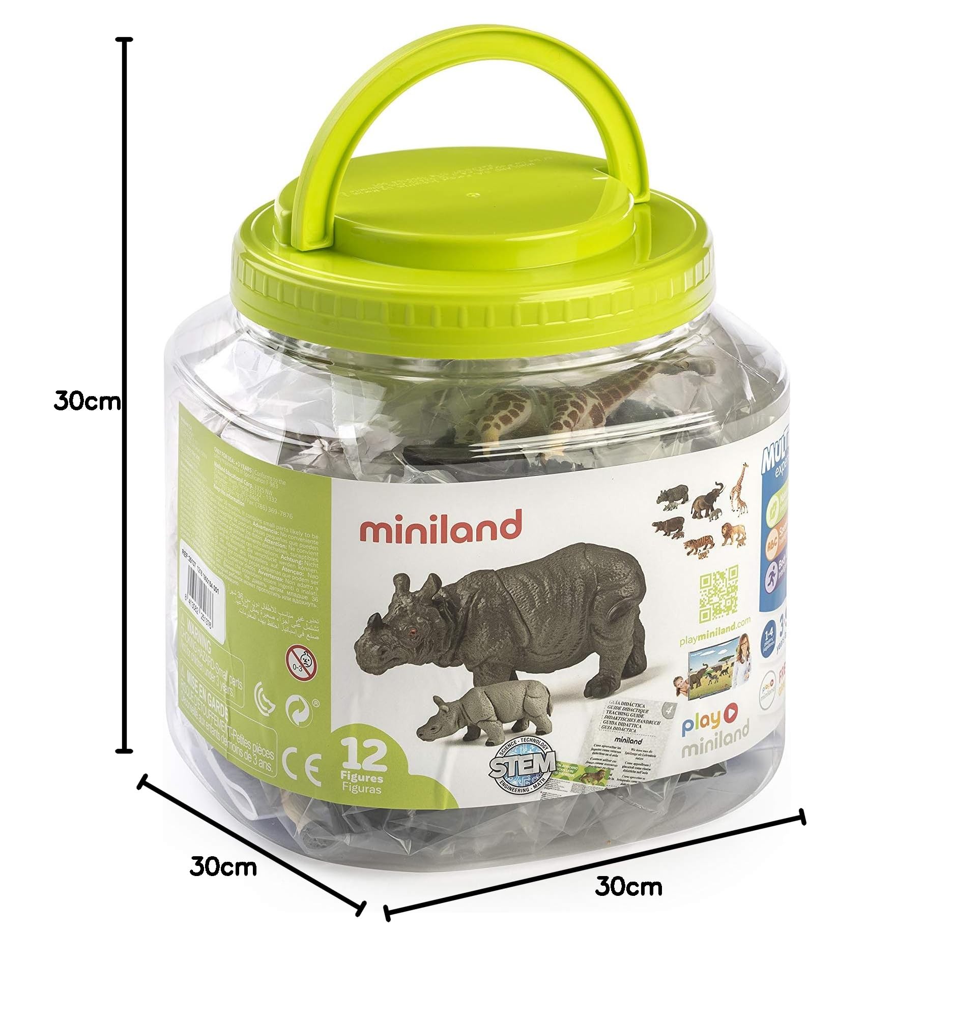 Miniland Wildtiere Mütter mit Jungen 12 Figuren Dose