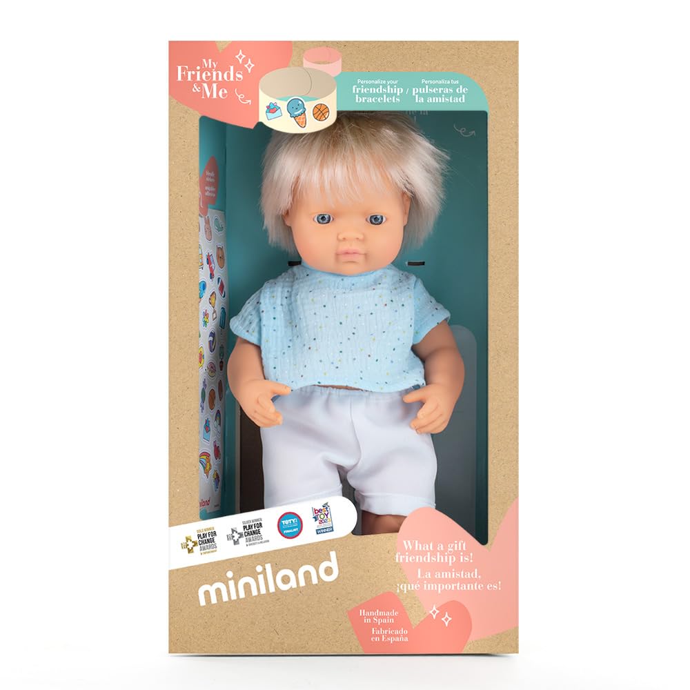 Miniland My Friends & Me Puppe Junge 38 cm mit Kleidung