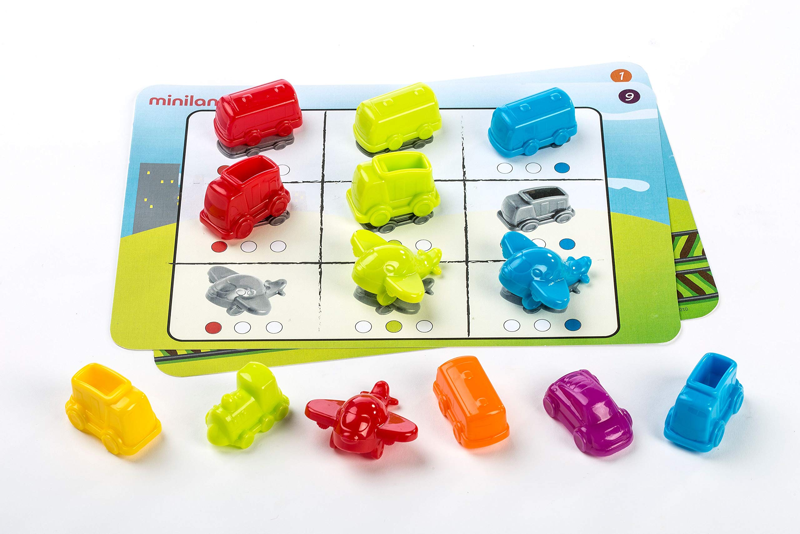 Miniland Math Sort & Count Vehicles Lernspiel 36 Fahrzeuge