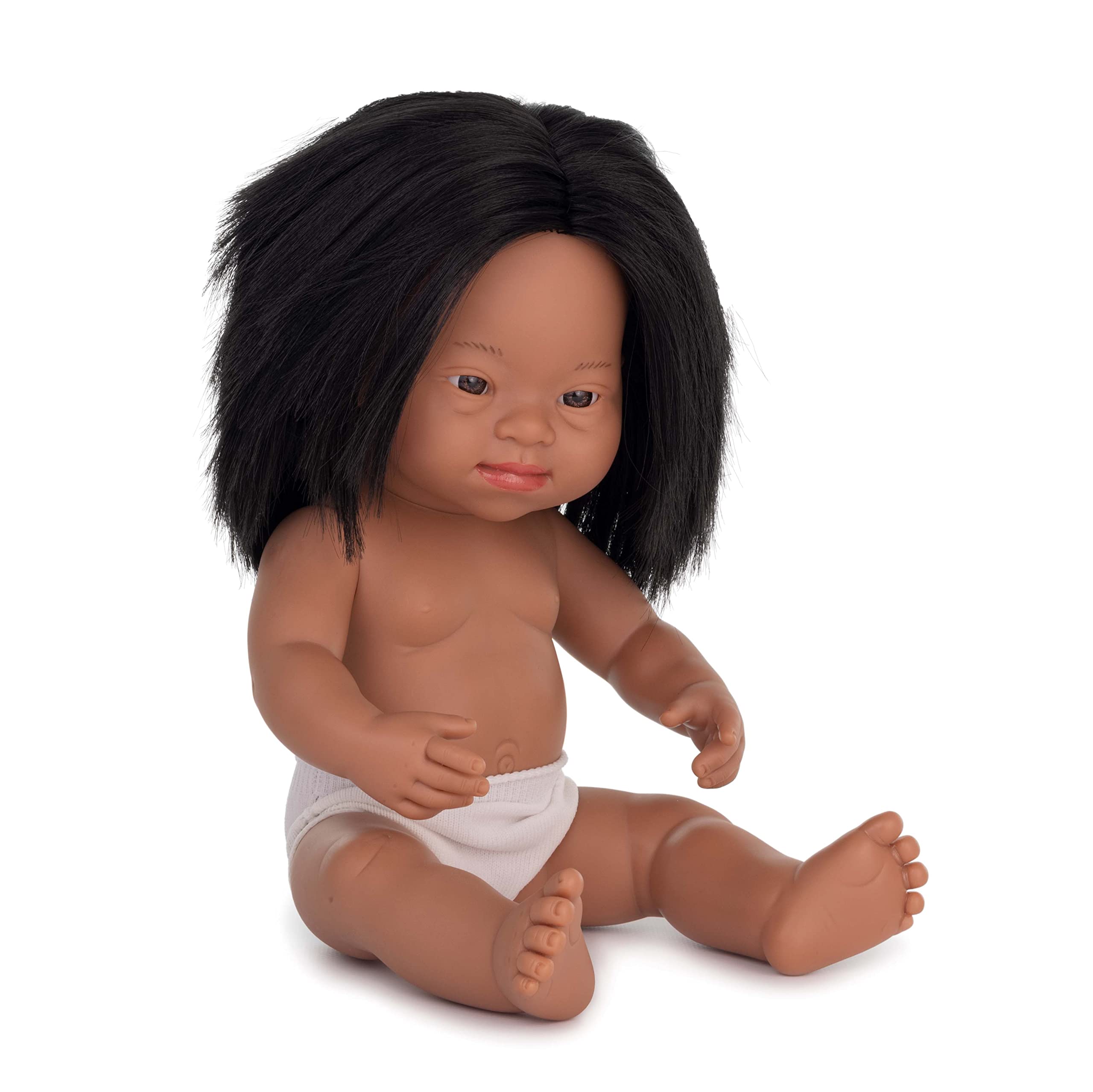 Miniland Dolls 31238 Babypuppe Mädchen 38 cm Down Syndrom Natur