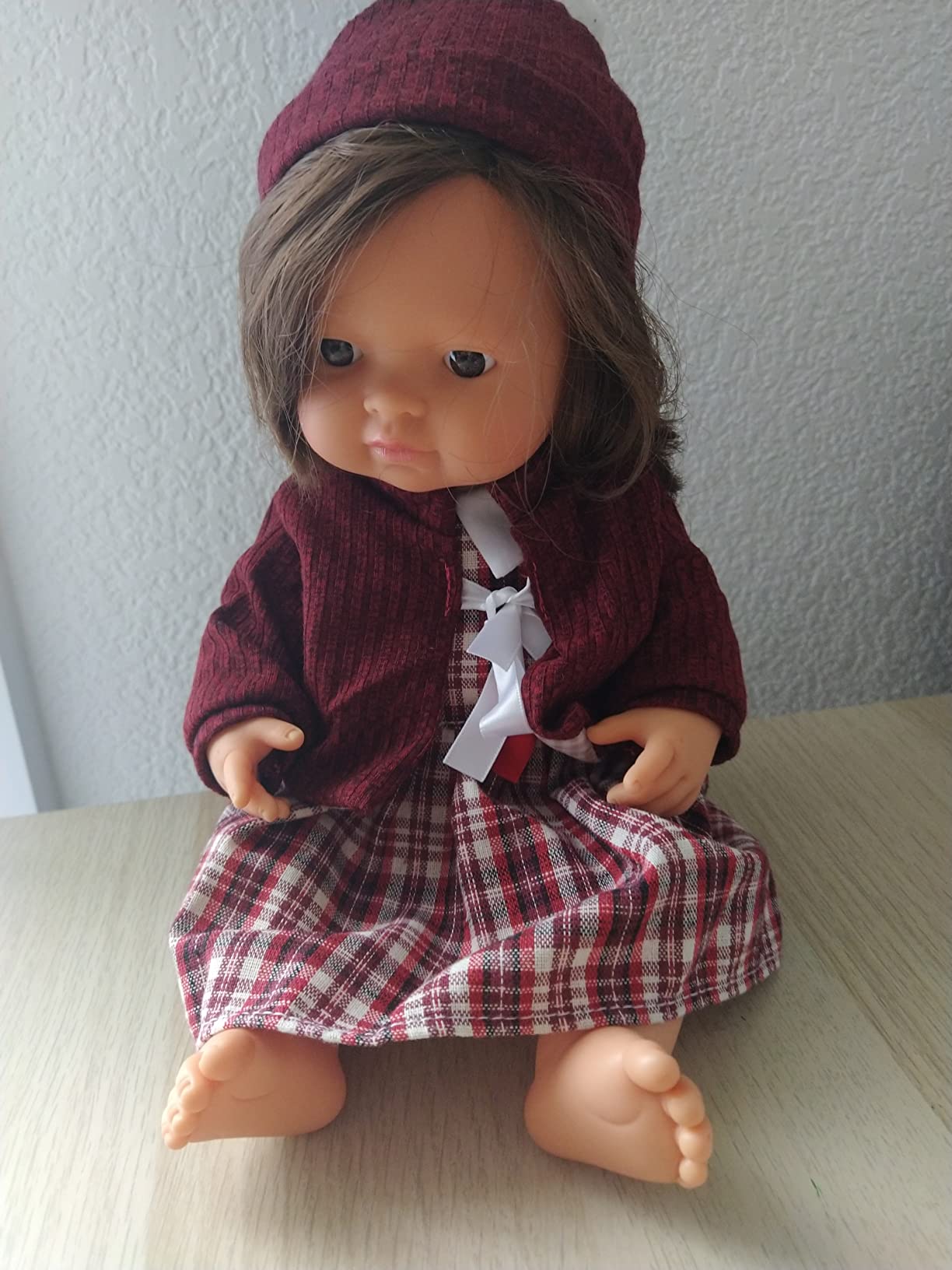 Miniland Babypuppe Braunhaariges Mädchen 38cm 31180 Vinyl