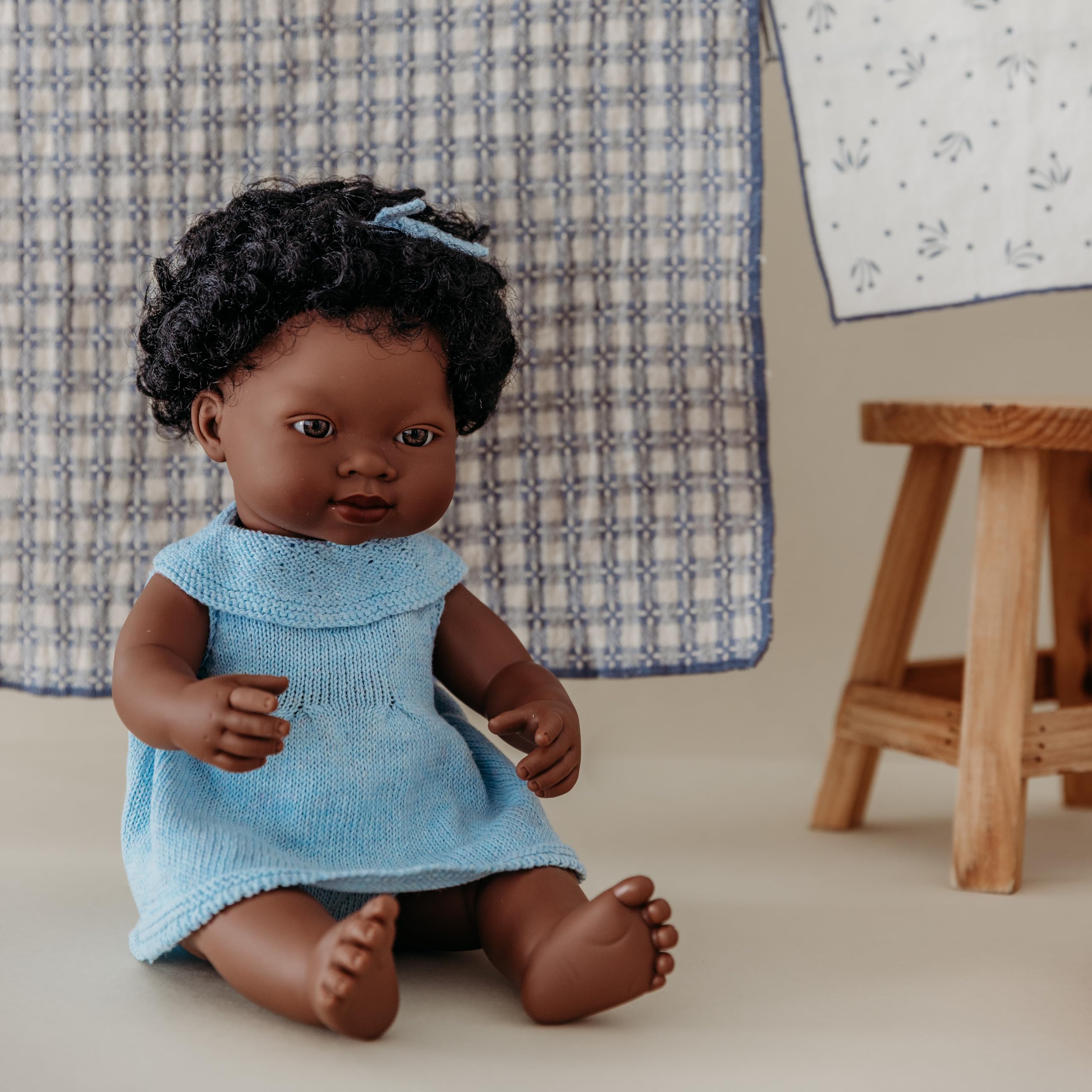 Miniland Dolls Strick Kleiderset 31687 Blau 38cm Puppenkleid