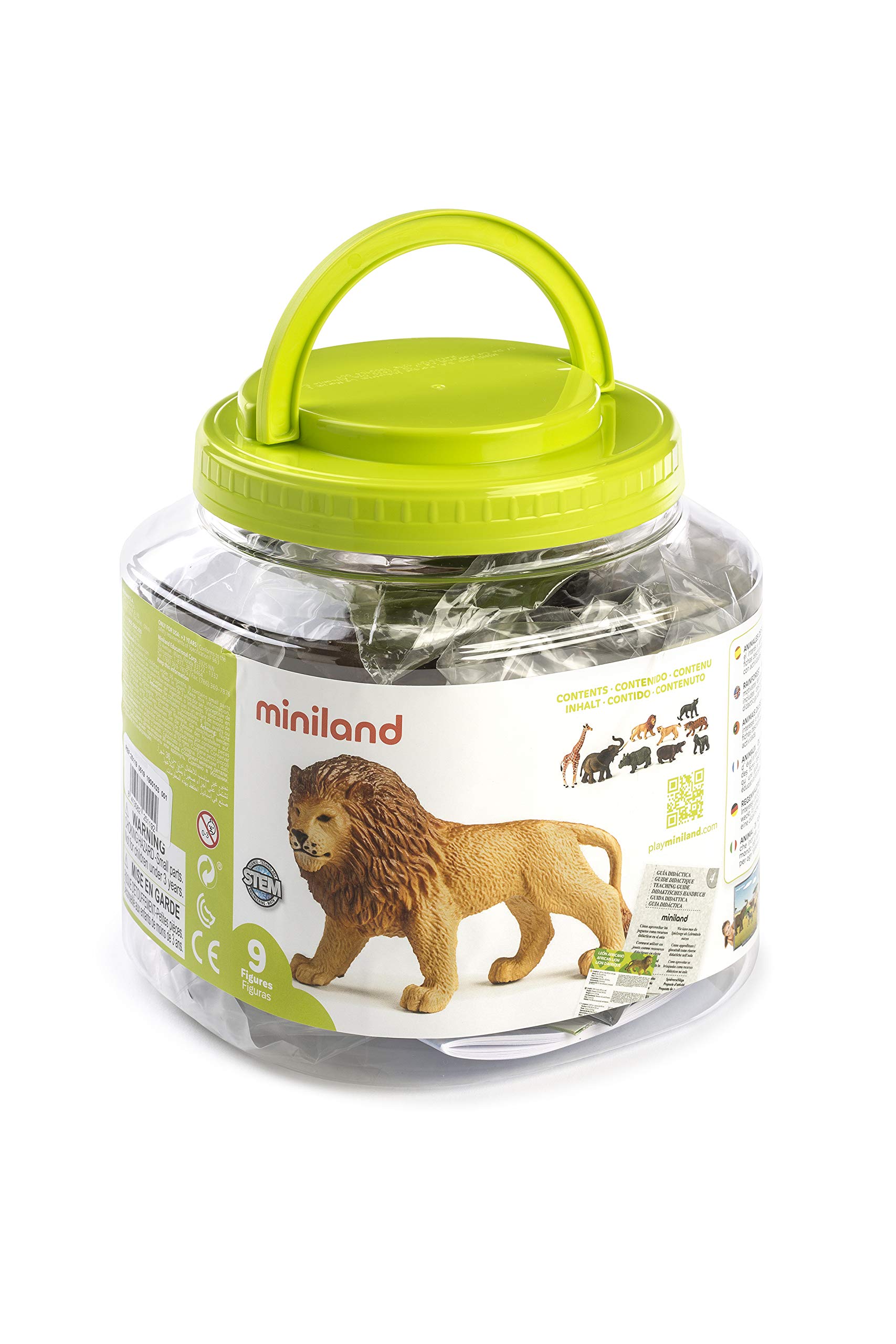 Miniland Animals Wildtiere Spielfiguren 9-teilig 25119 Dose