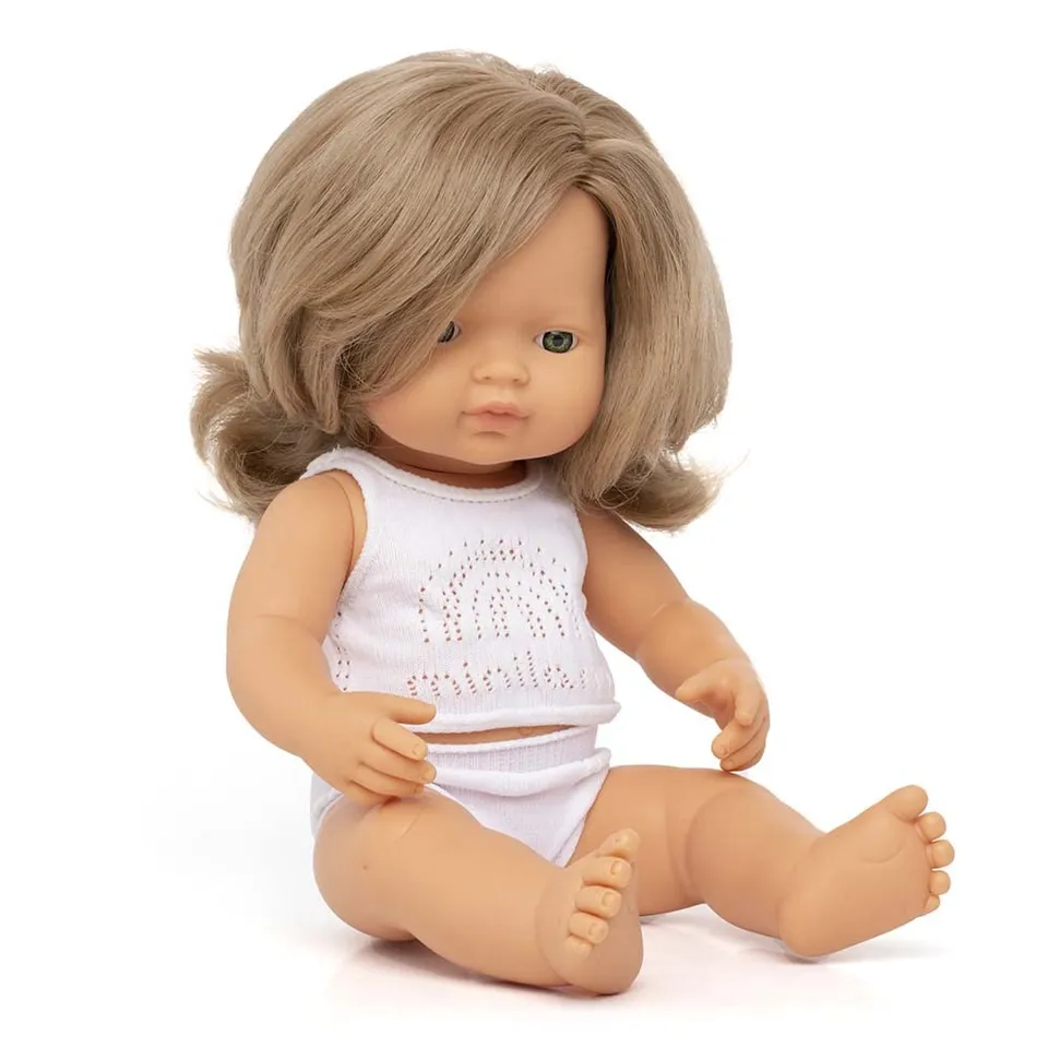 Miniland Dolls 31260 Babypuppe Mädchen 38 cm dunkelblond