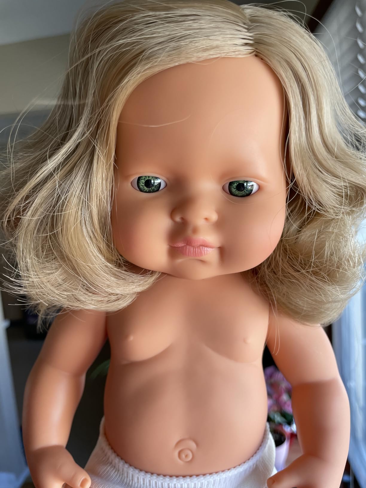 Miniland Dolls Babypuppe Mädchen 38cm dunkelblond ohne Kleidung