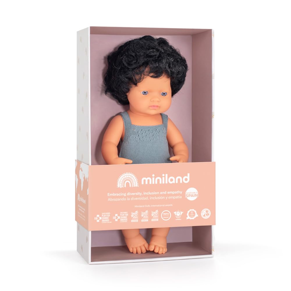 Miniland Colourful Babypuppe 38 cm braun lockig Vanilleduft