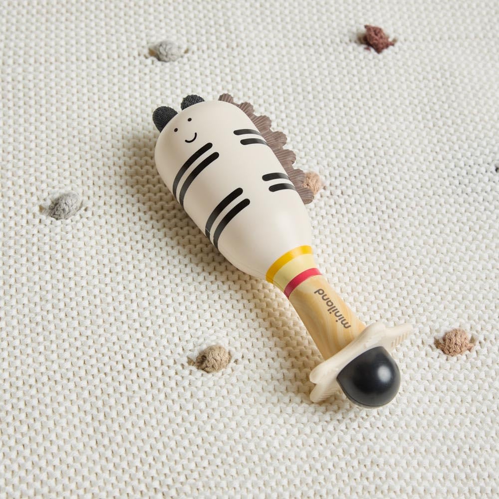 Miniland Infant Zebra Rattle Rassel Zebra mit Beißring