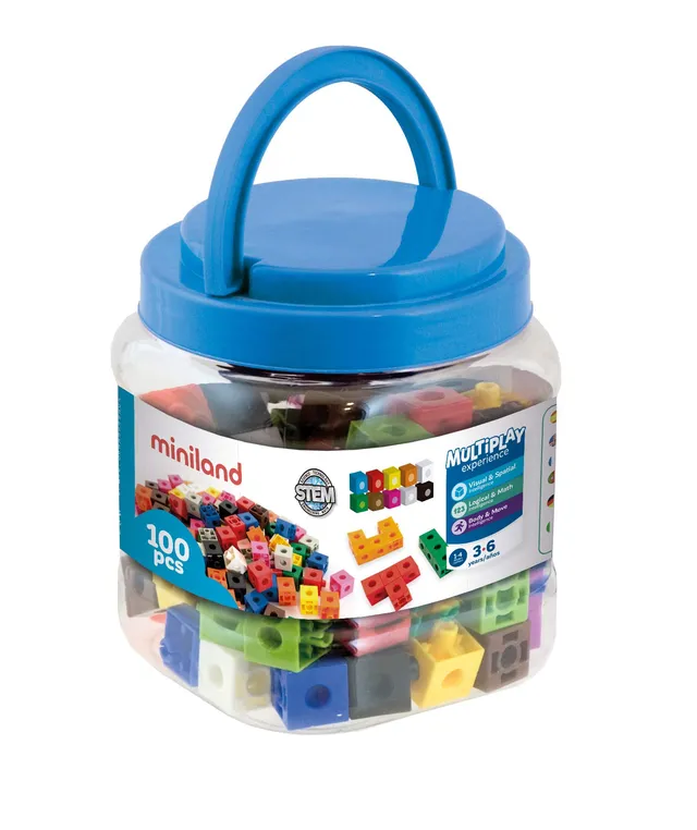 Miniland Bunte Steckwürfel 2 cm 100 Teile Steckspiel